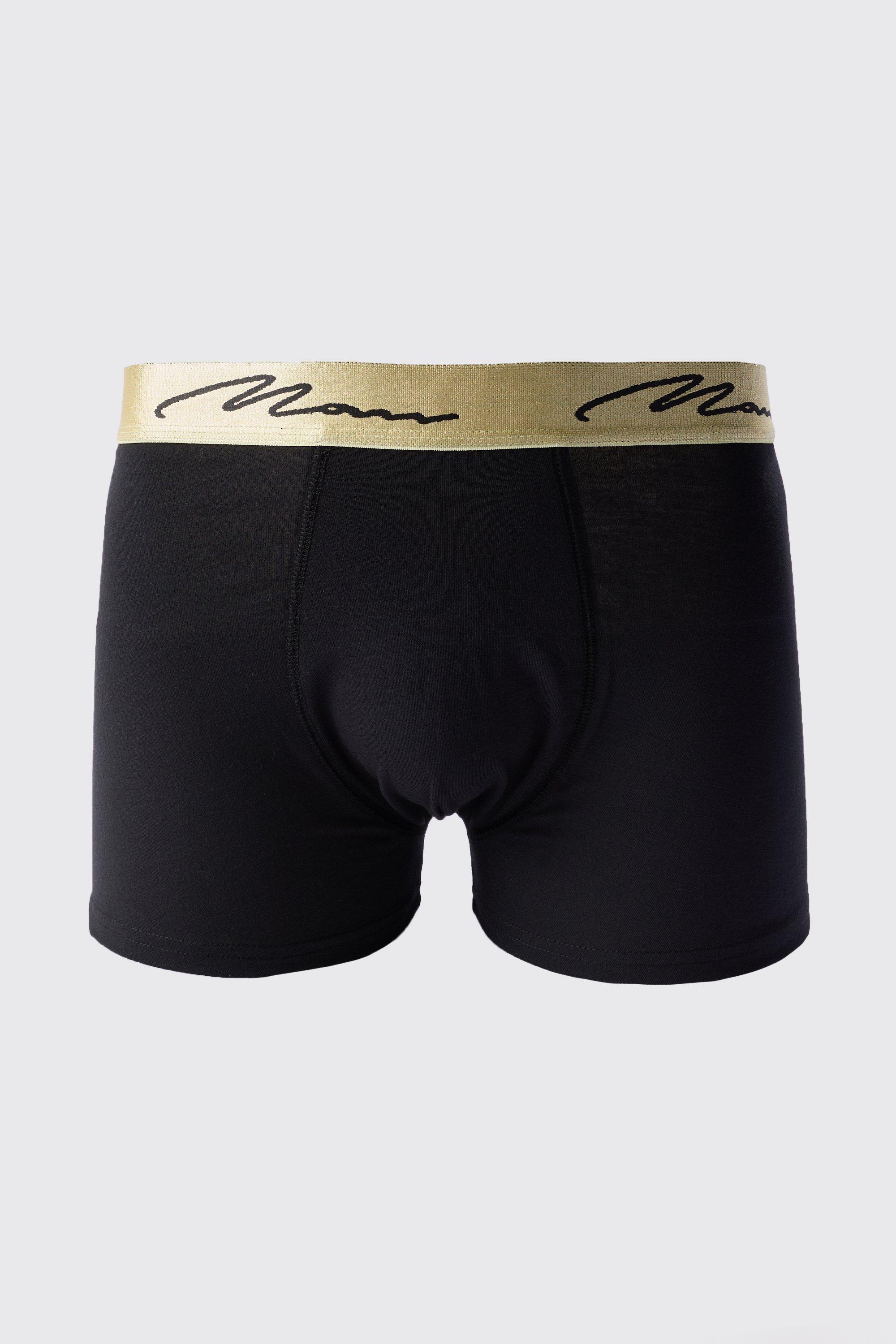 3 pack man signature gold waistband boxers in black homme - noir - l, noir