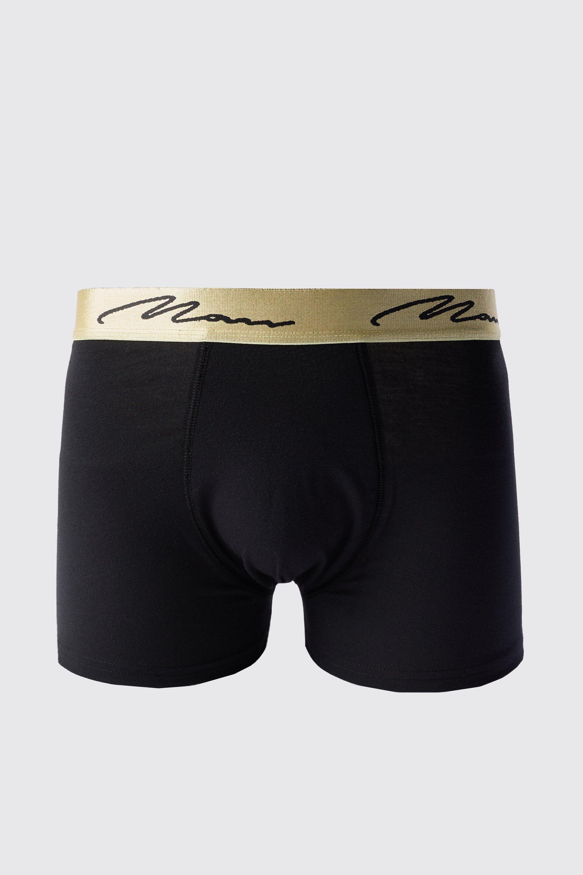 man signature gold waistband boxers in black homme - noir - xl, noir