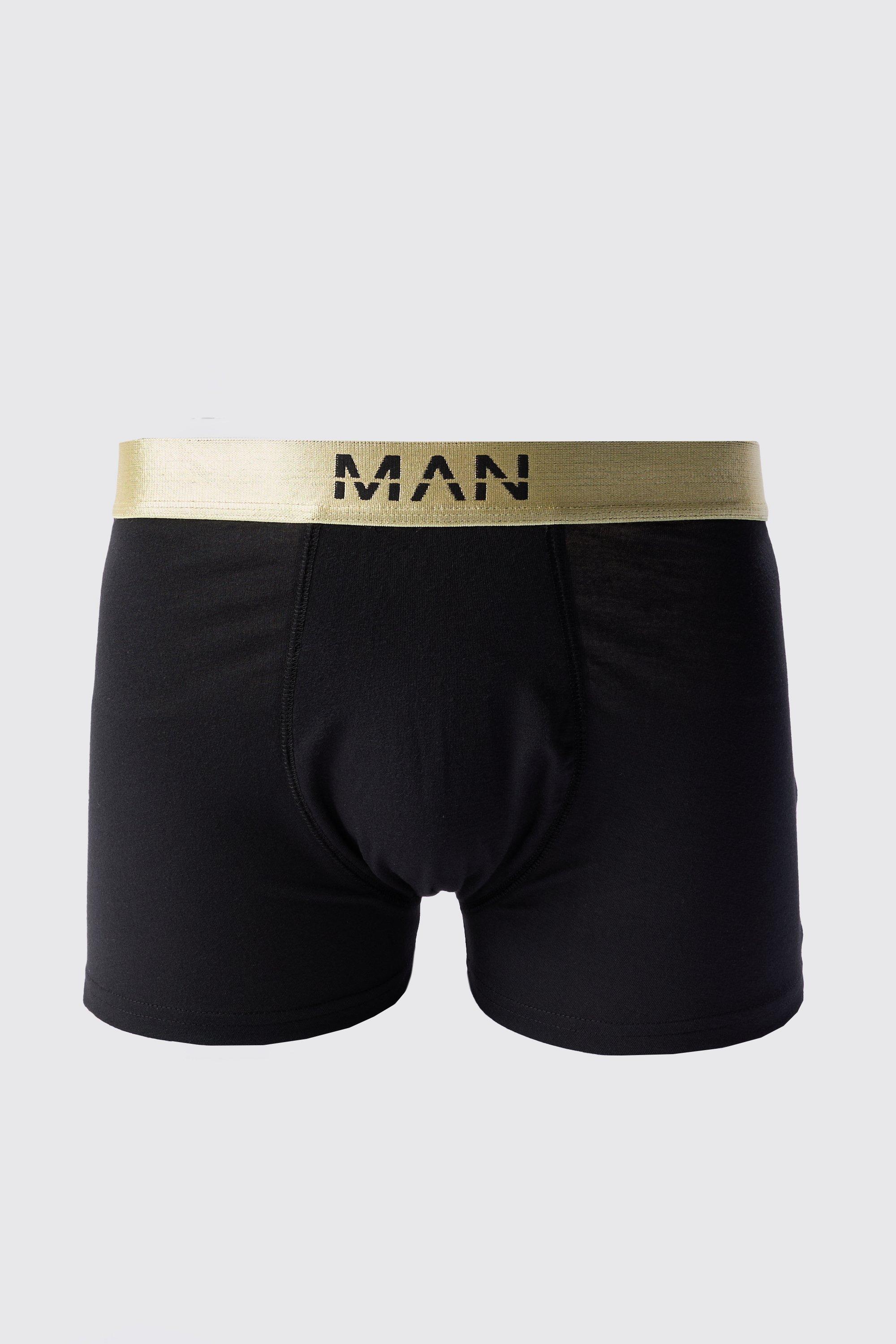 Image of Man Dash Gold Waistband Boxers In Black, Nero