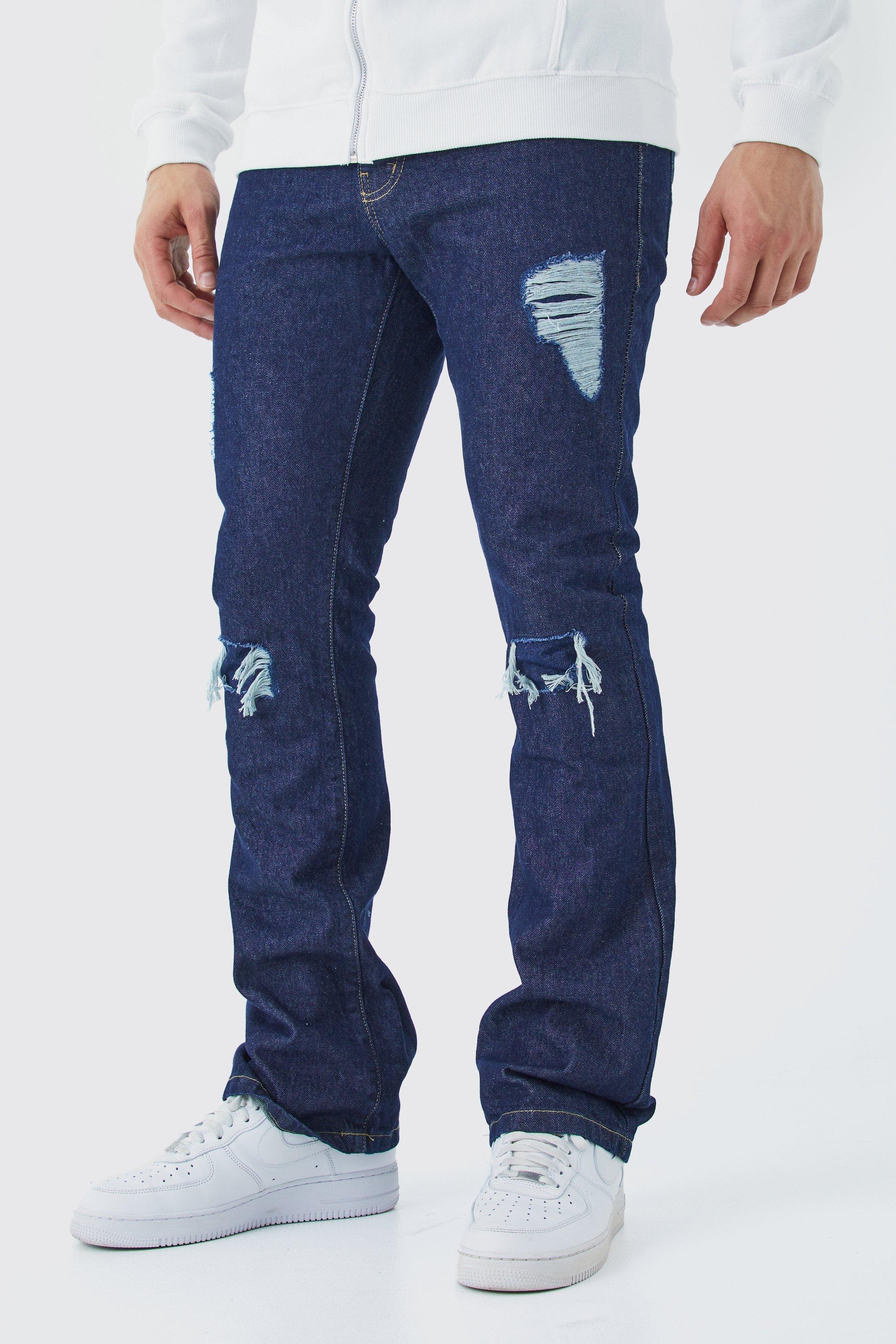 Image of Jeans a zampa Slim Fit con strappi & rattoppi, Azzurro