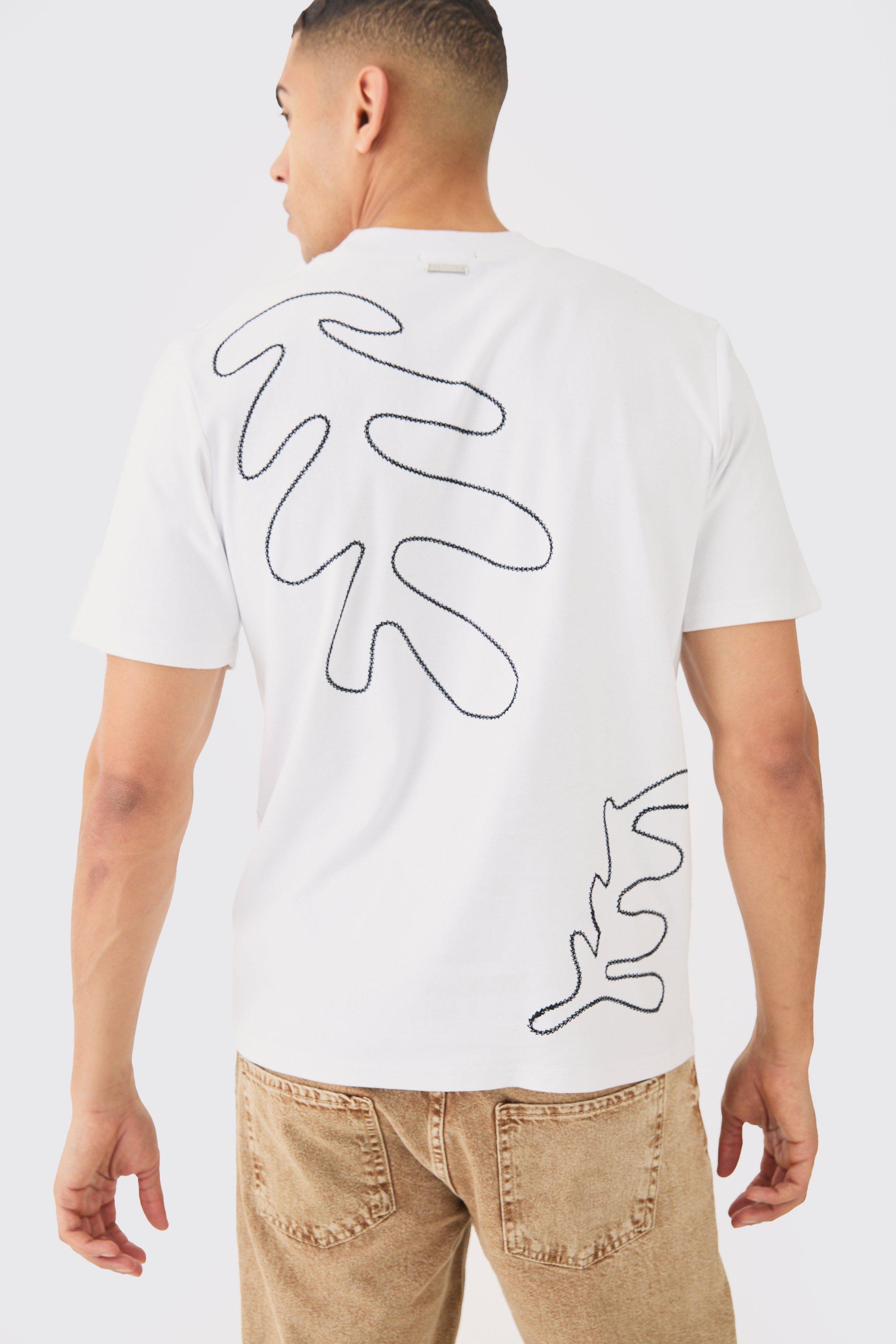 Image of Heavyweight Interlock Chain Stitch Palm T-shirt, Bianco