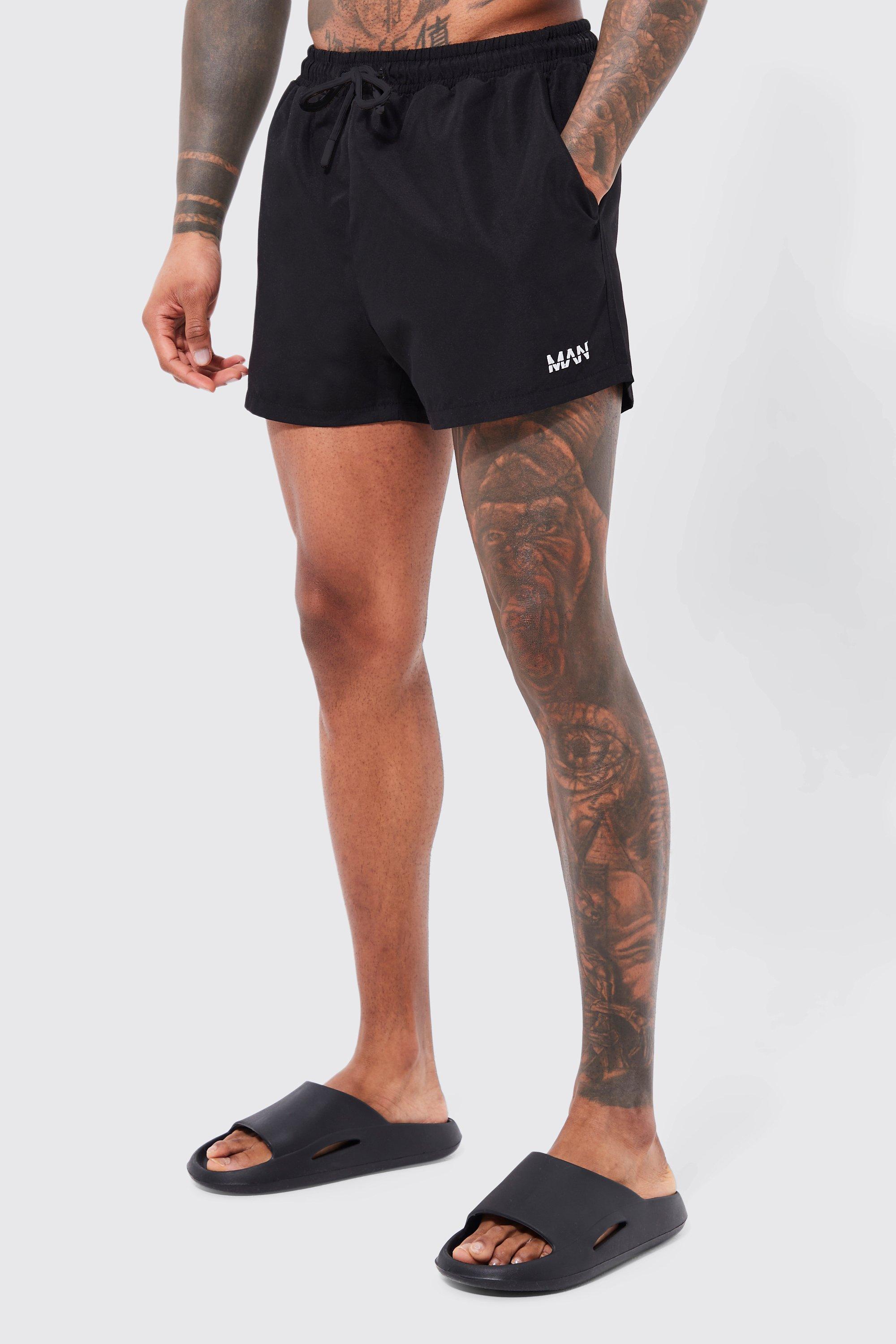 Mens Black Original Man Short Length Swim Short, Black