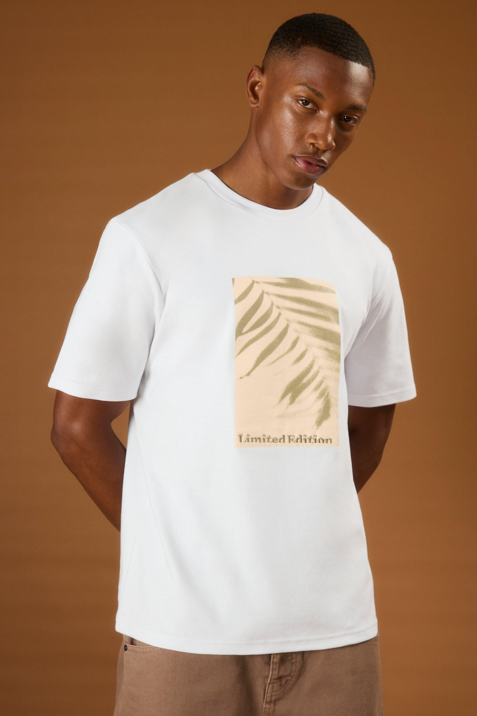 Image of Heavyweight Interlock Palm Graphic Embroidered T-shirt, Bianco