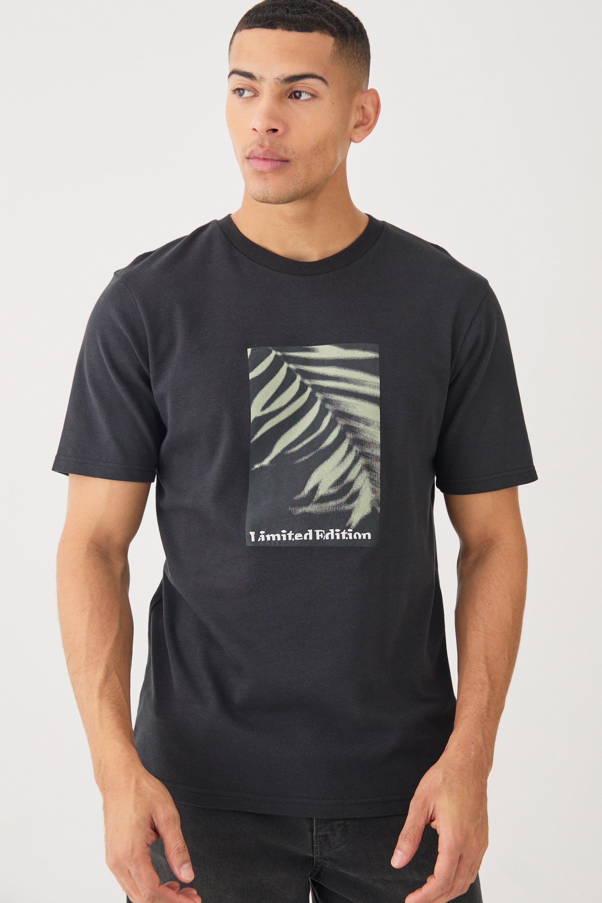 Image of Heavyweight Interlock Palm Graphic Embroidered T-shirt, Nero