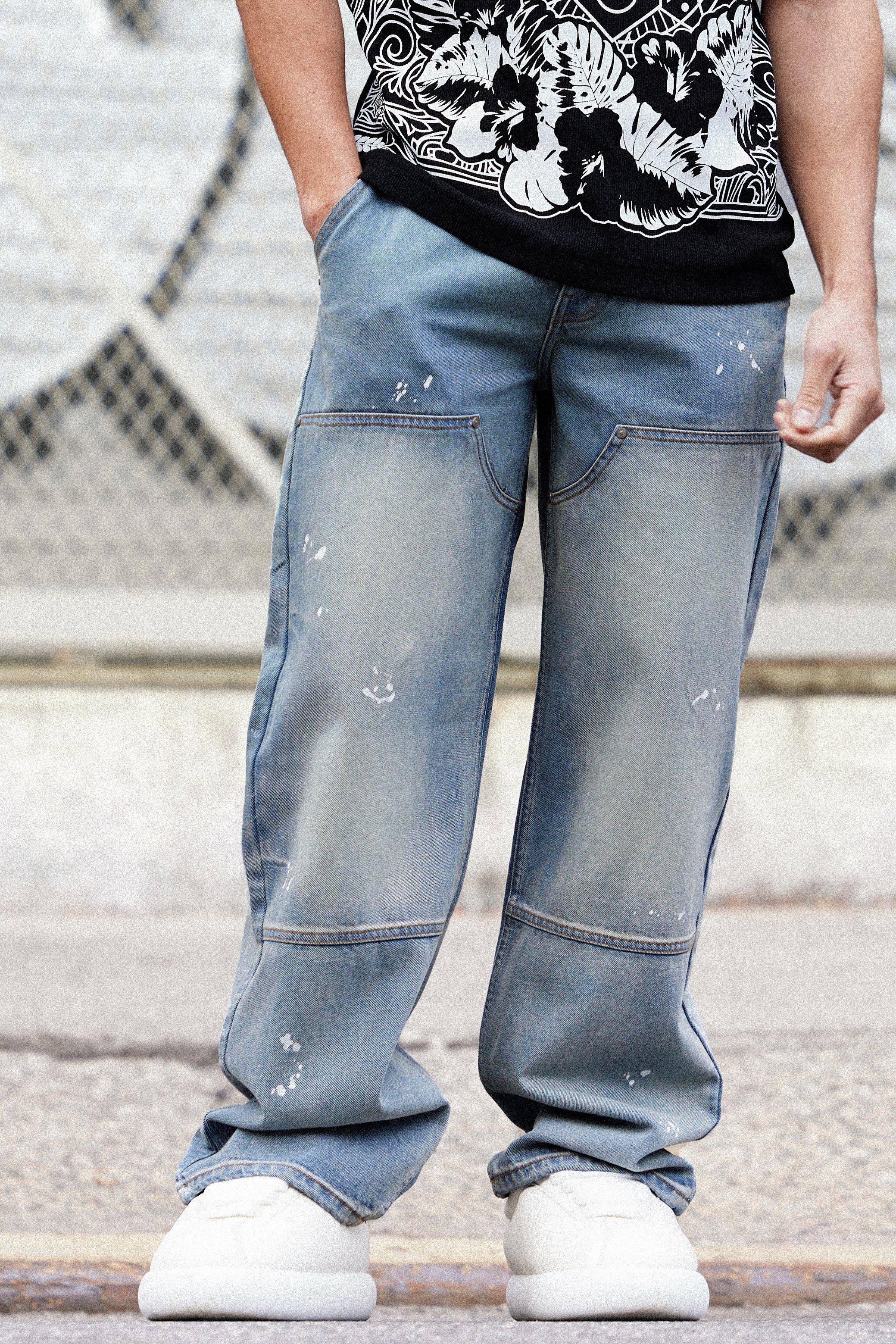 Image of Baggy Rigid Carpenter Jeans, Grigio