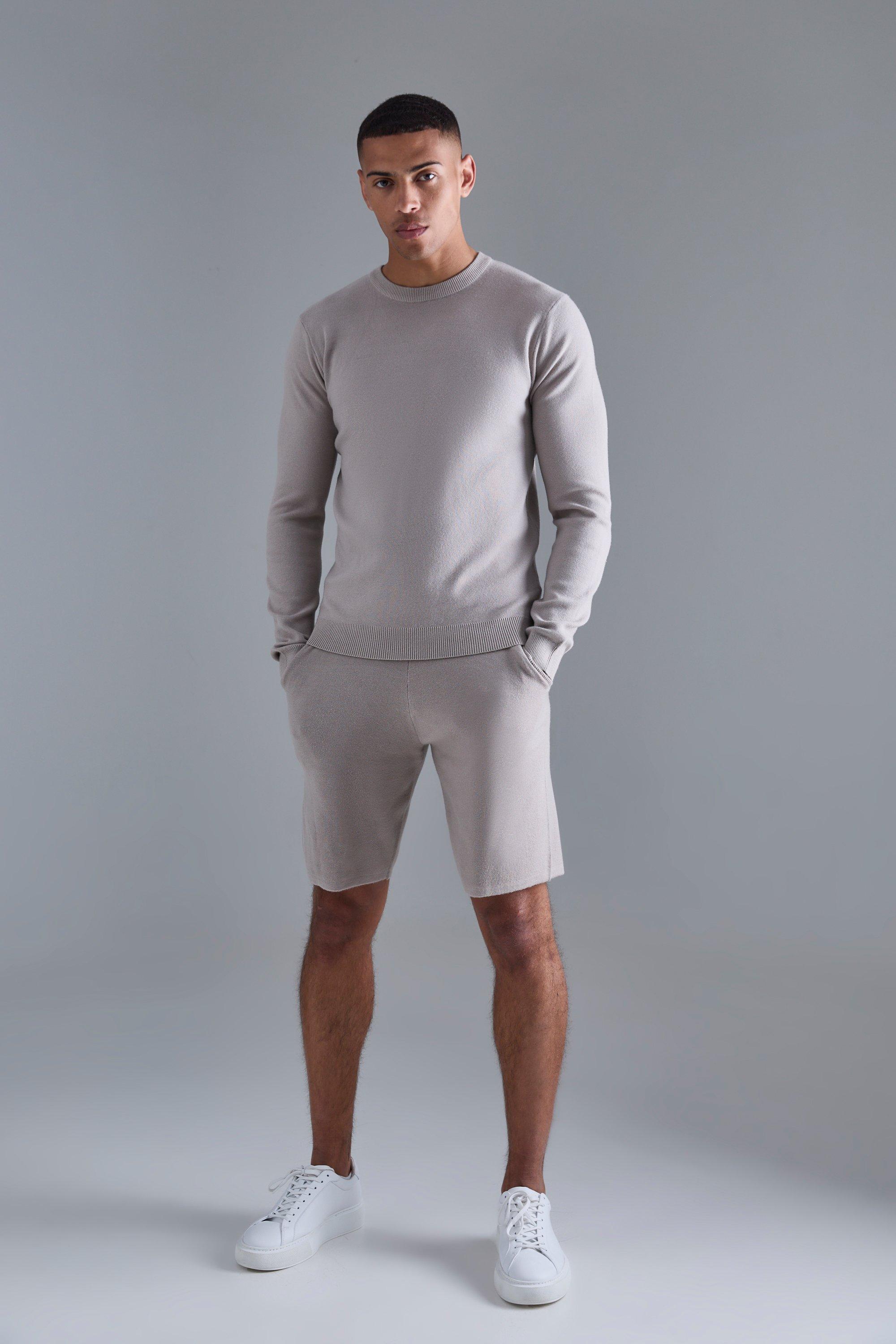 Image of Knitted Sweater Short Tracksuit, Grigio