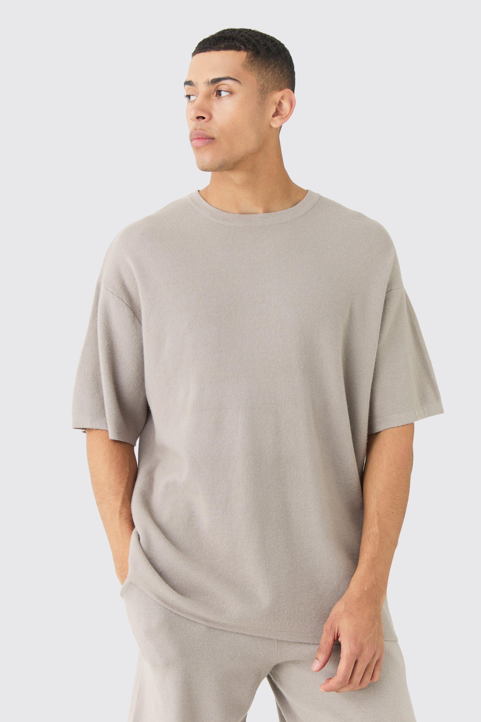 Image of Oversized Knitted T-shirt, Grigio