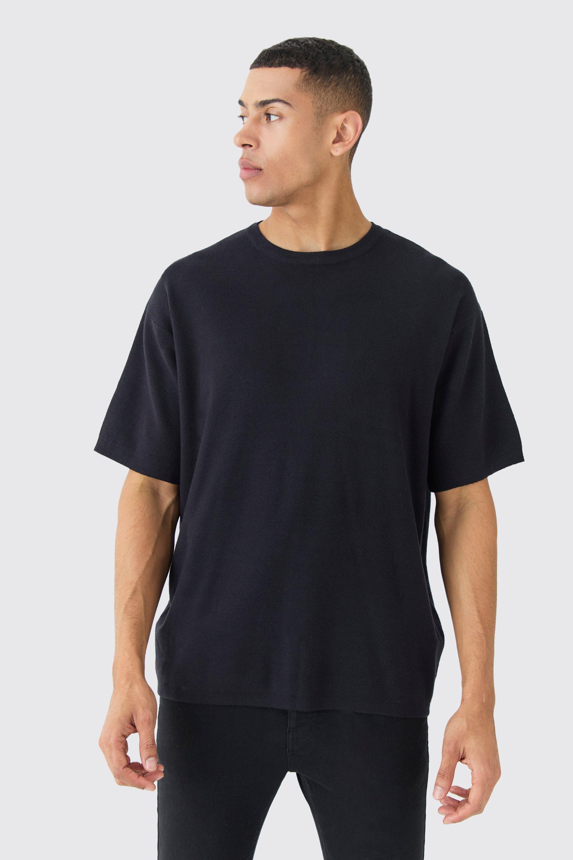 Image of Oversized Knitted T-shirt, Nero