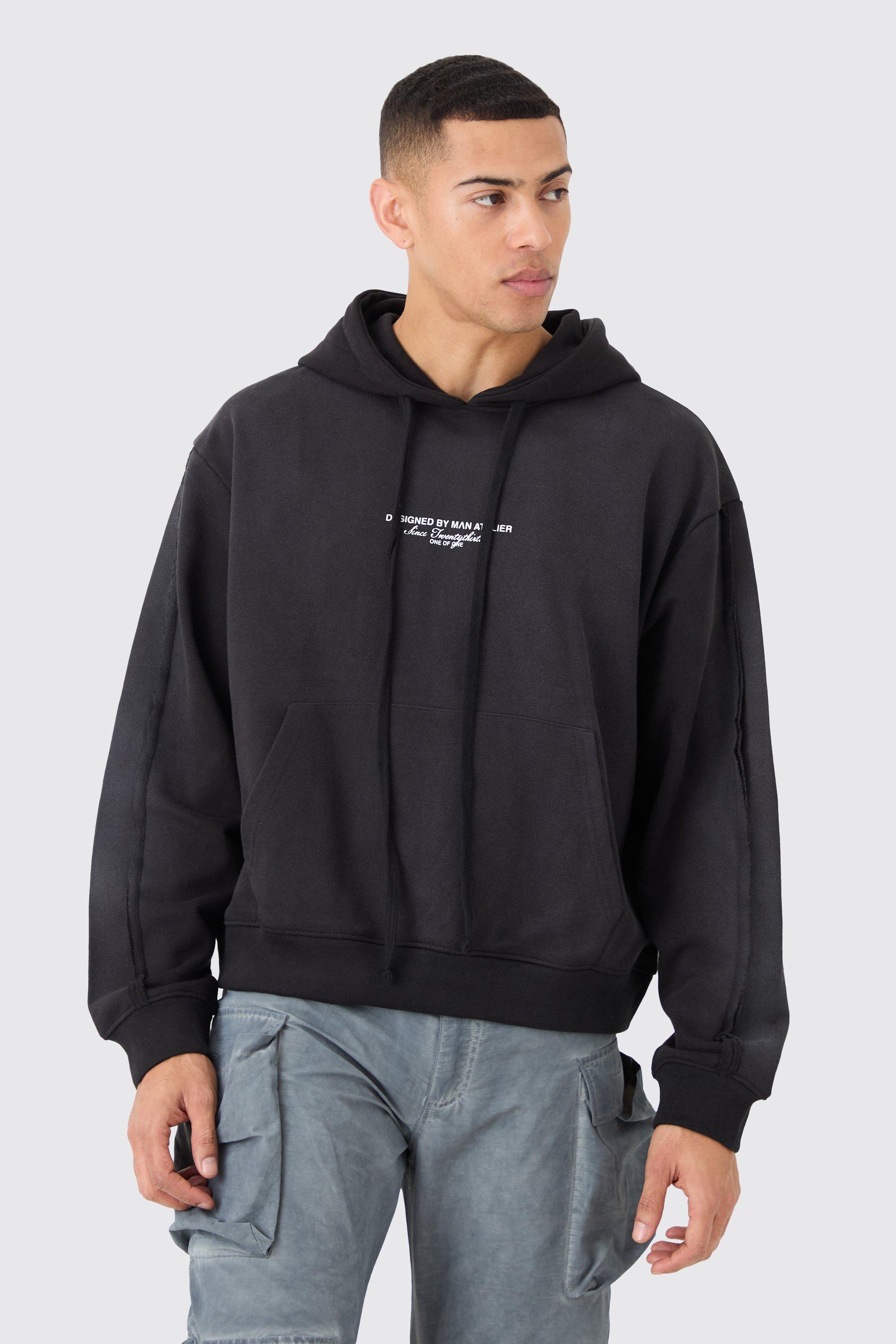Image of Oversized Boxy Official Spray Wash Hoodie, Nero