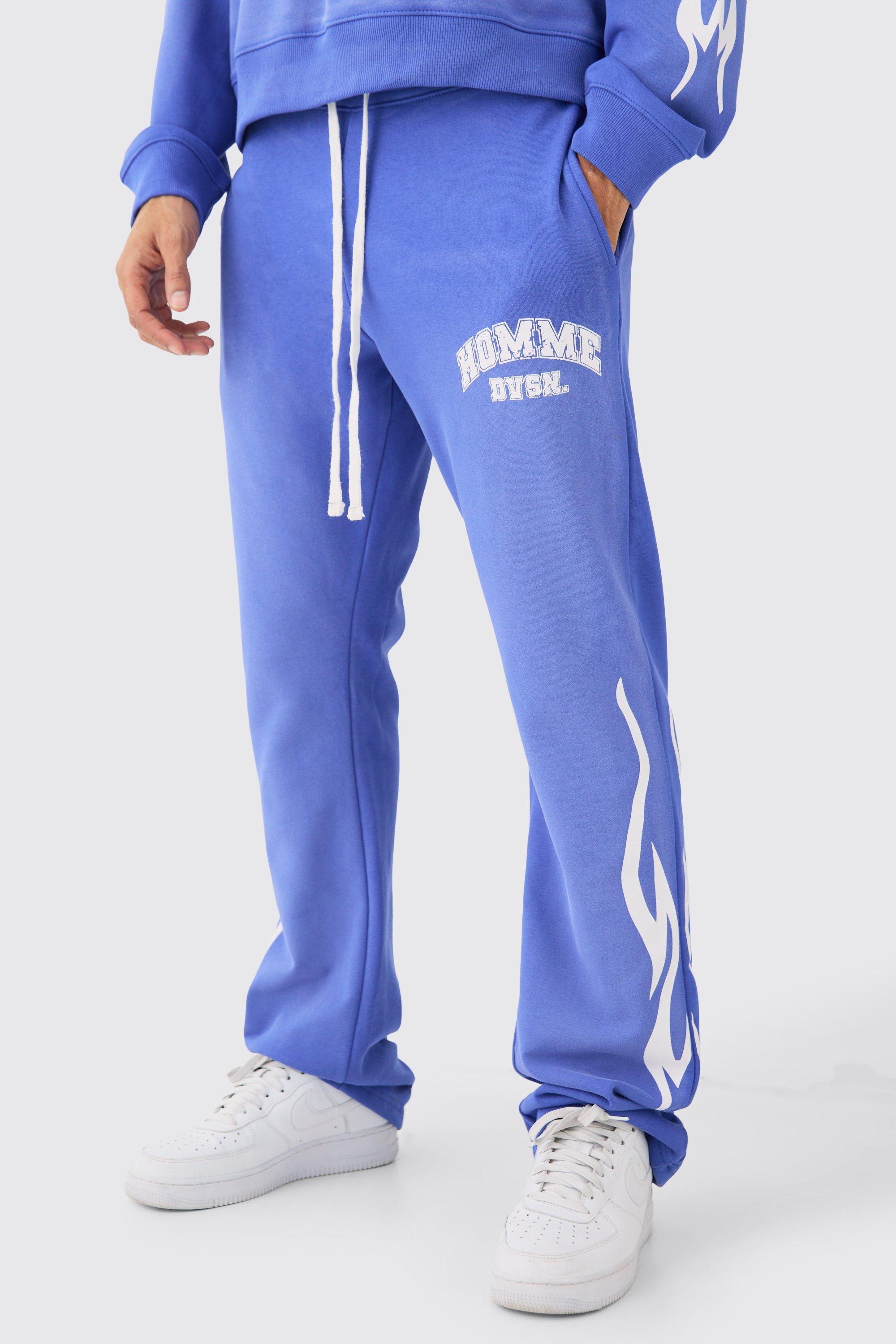 Image of Slim Flared Stacked Spray Wash Homme Joggers, Azzurro