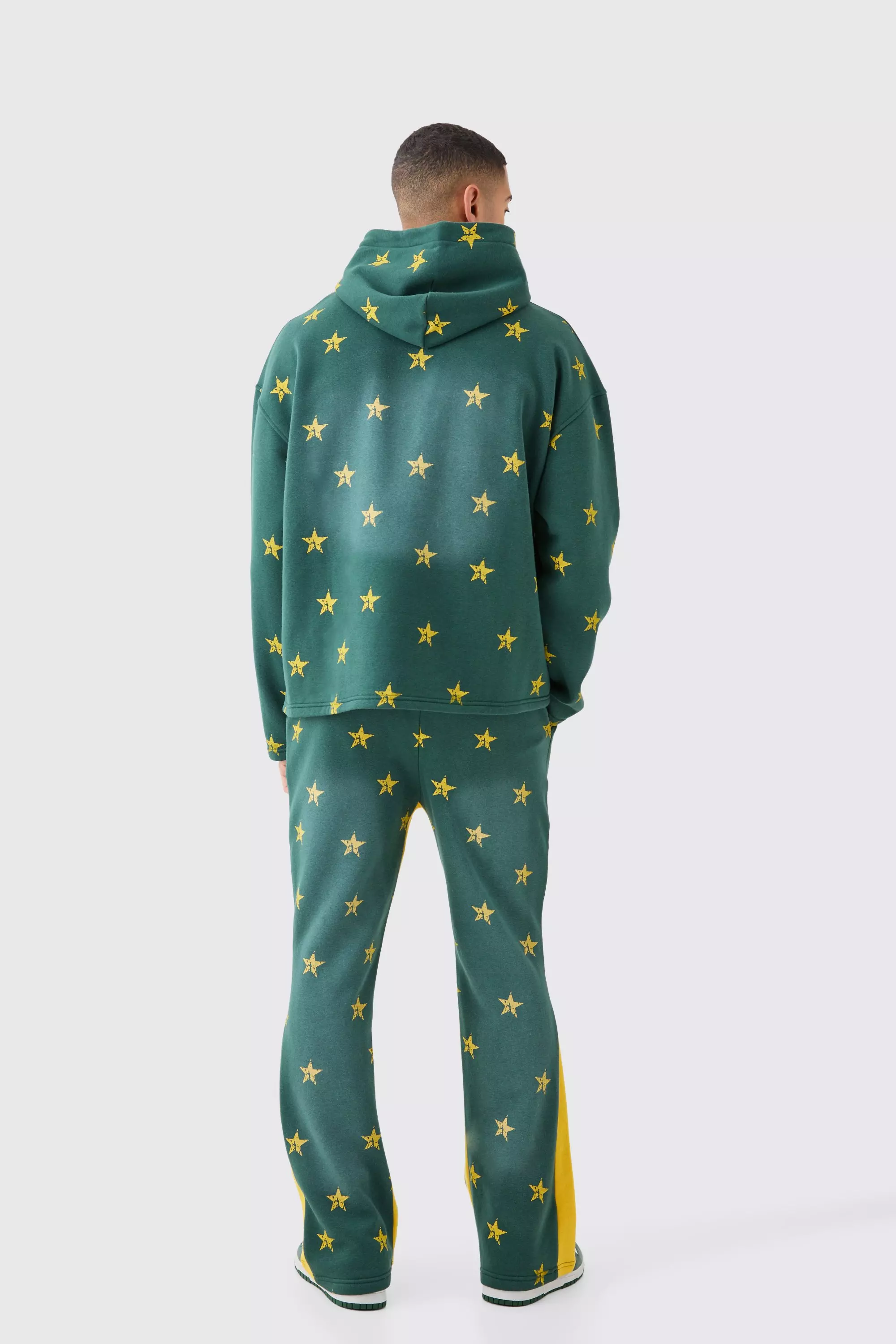 Oversized Drop Shoulder Washed Star Offcl Hooded Tracksuit 