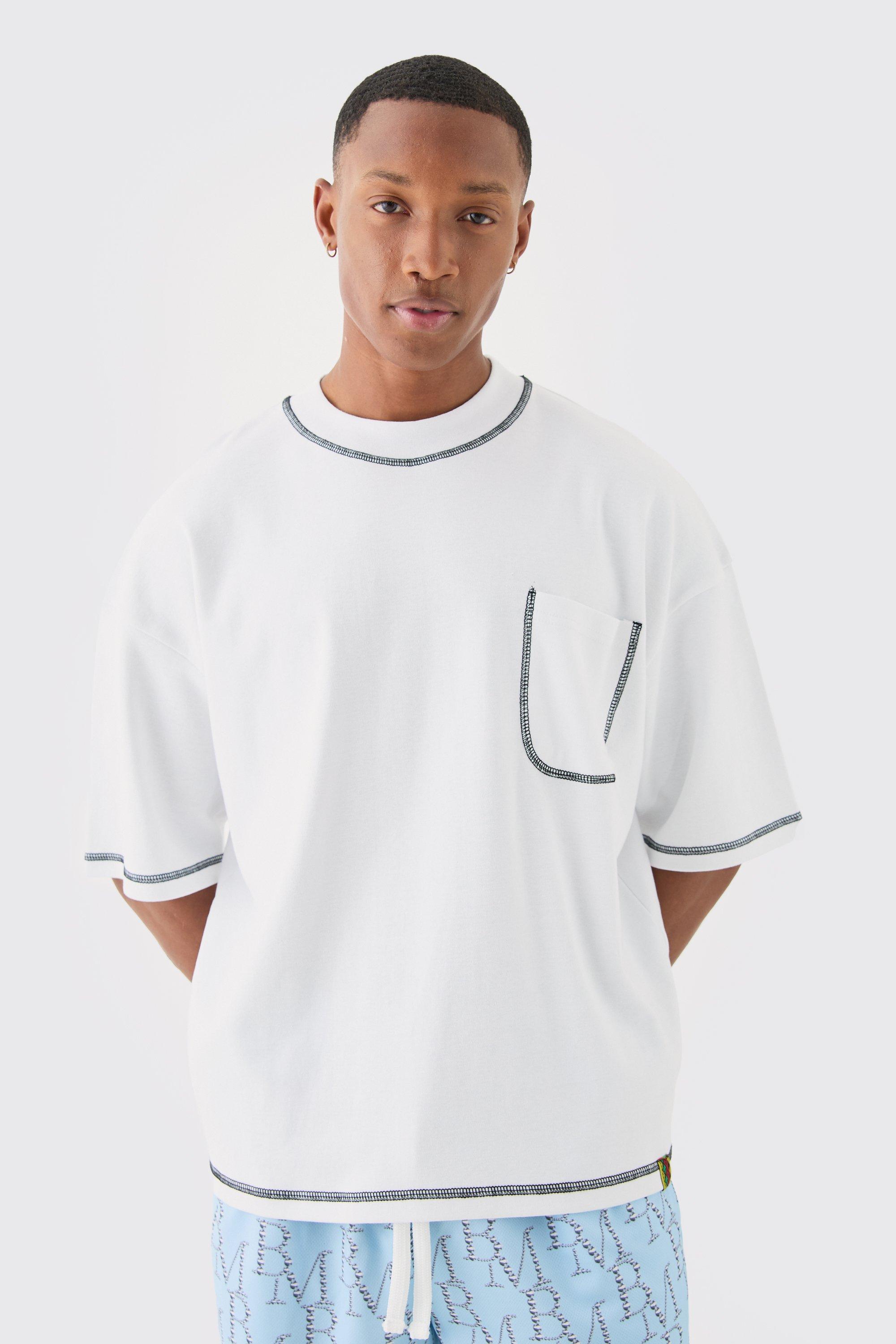 Image of Oversized Boxy Placement Pocket T-shirt, Bianco