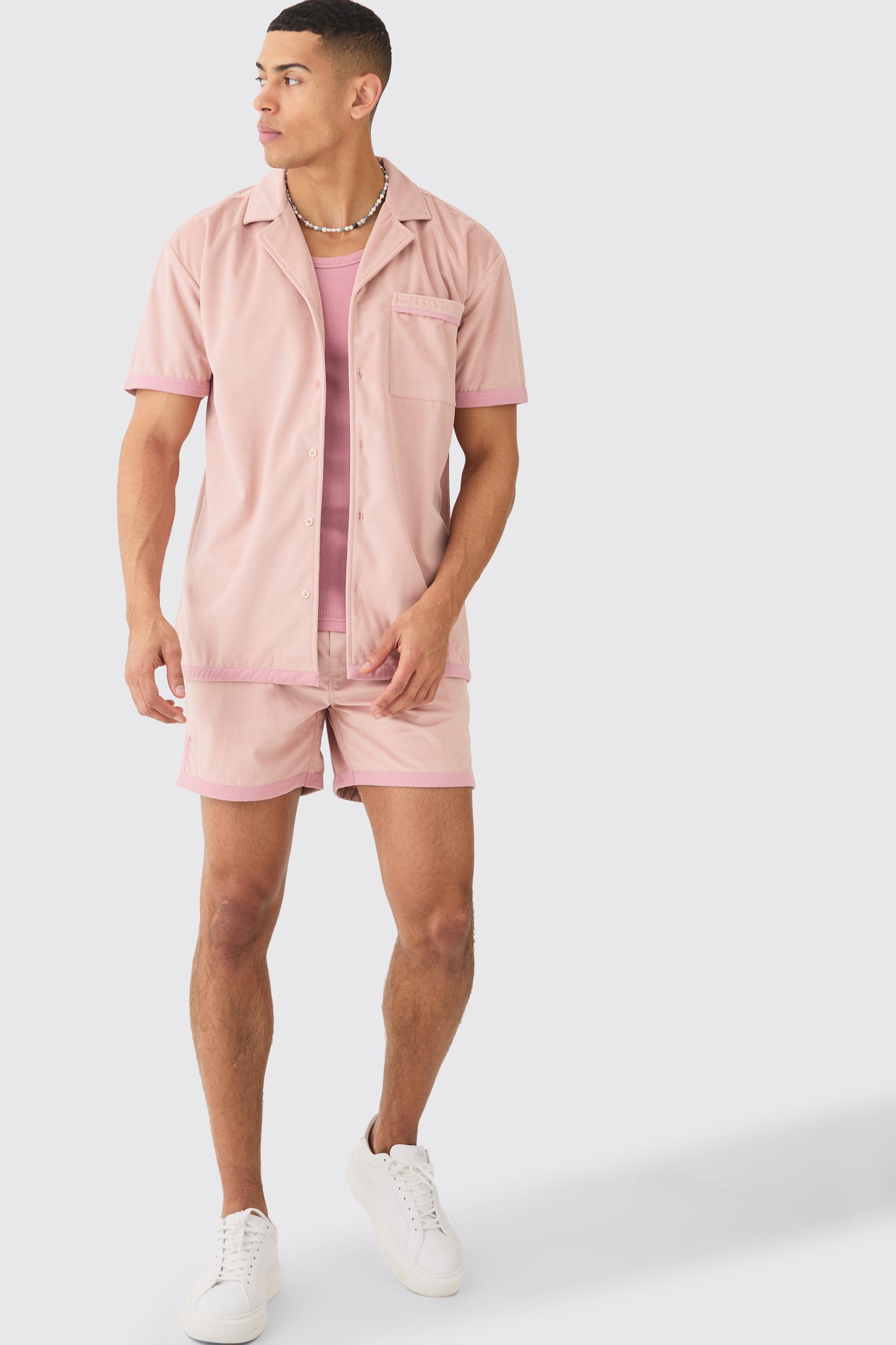 Image of Suede Oversized Shirt And Short, Pink
