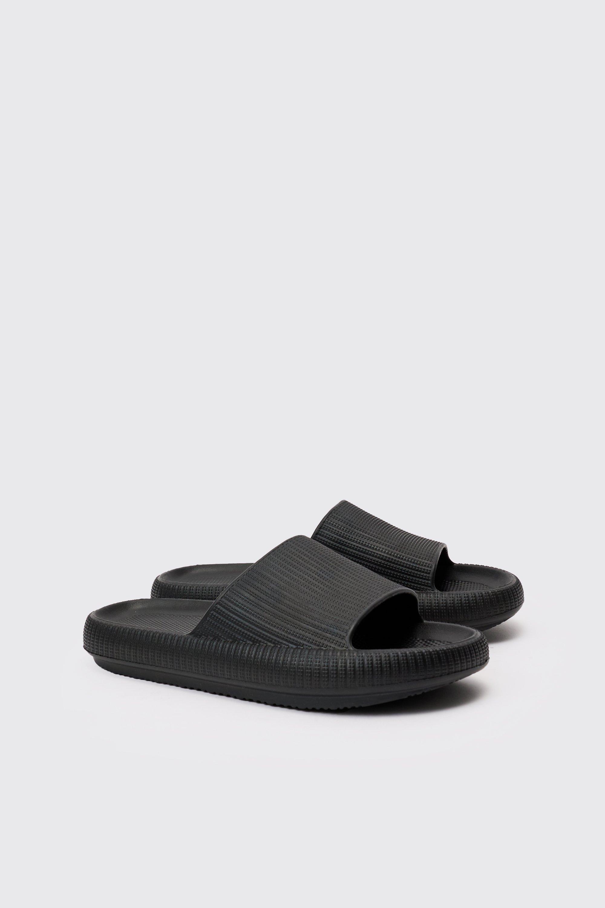 Mens Textured Slider In Black, Black