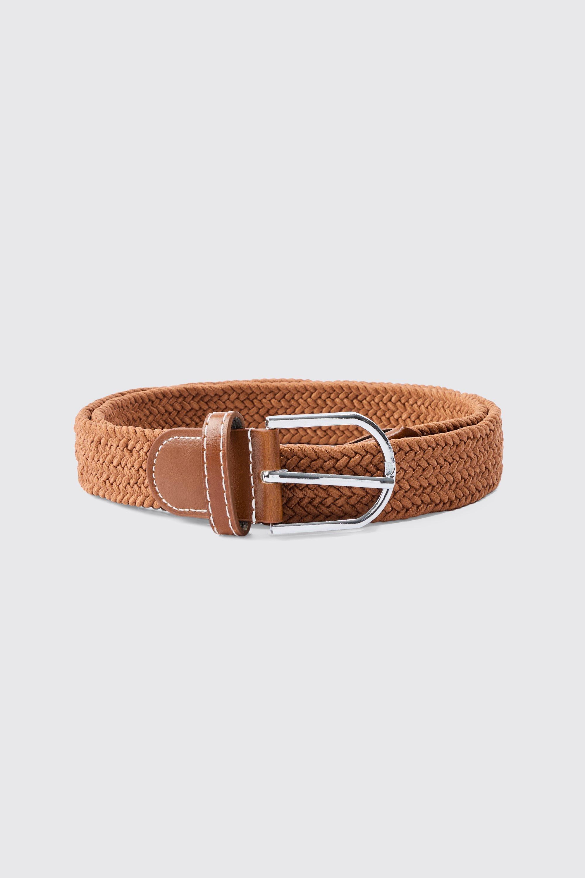 Mens Knitted Belt In Brown, Brown