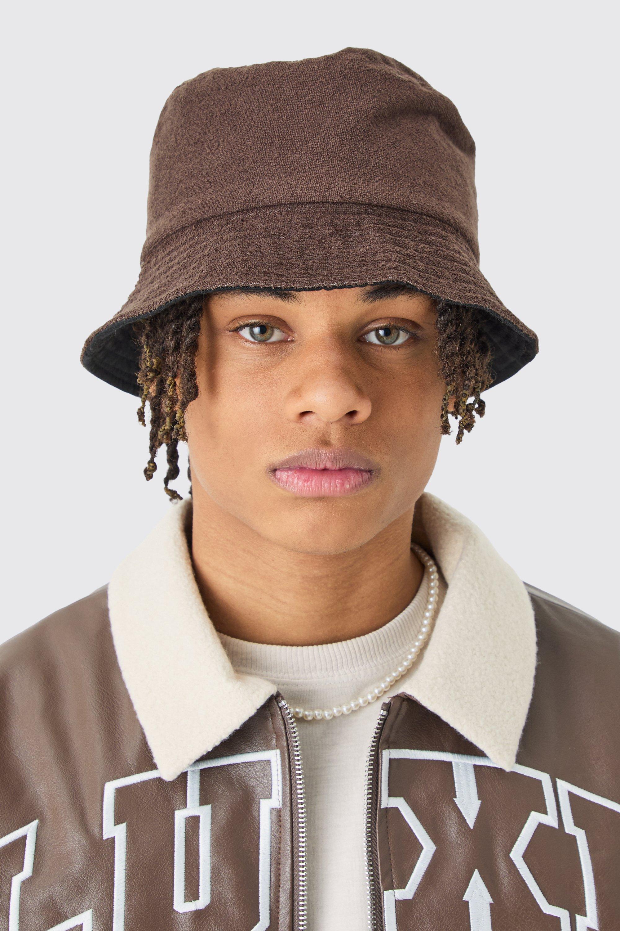 Image of Towelling Bucket Hat In Chocolate, Brown