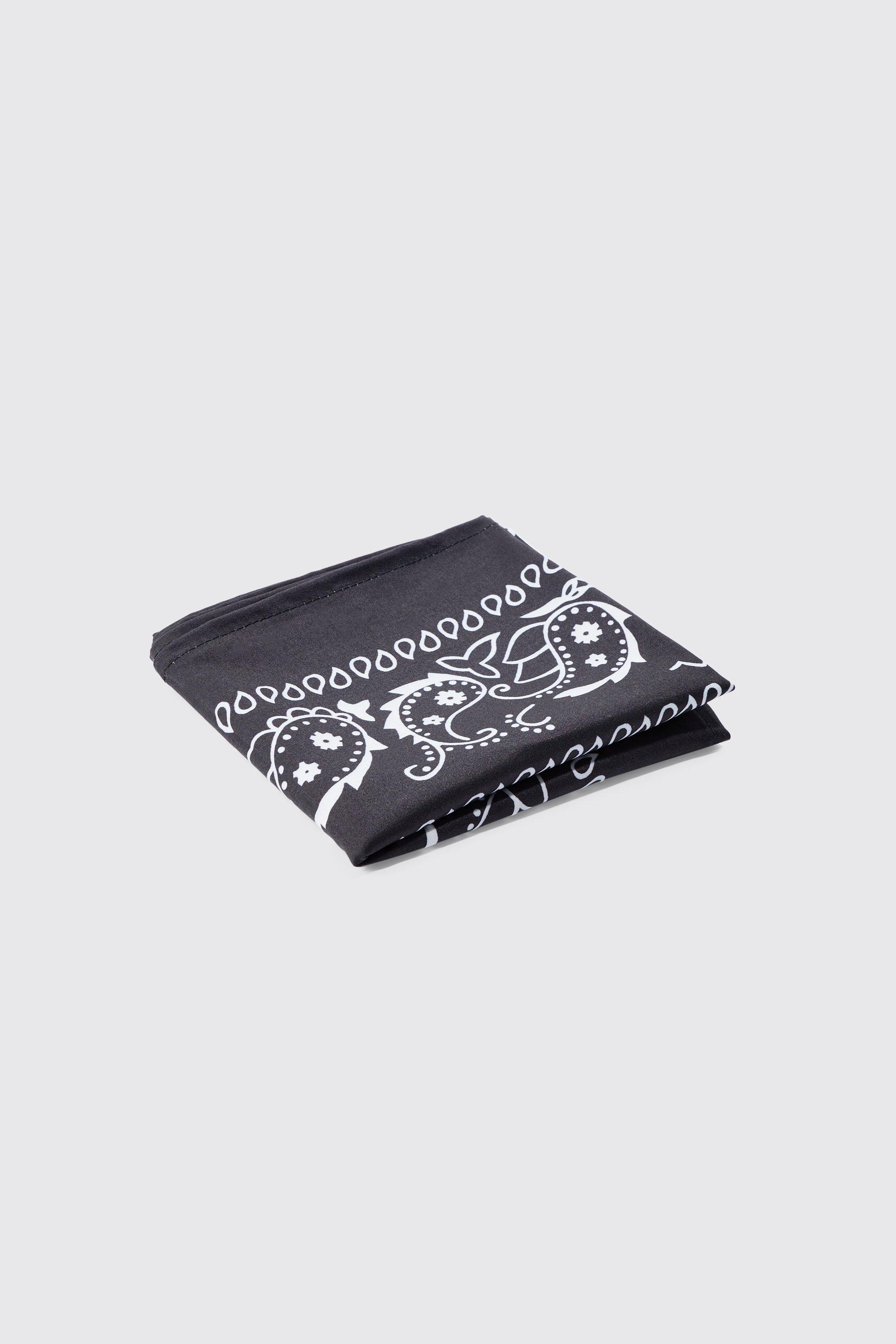 Mens Paisley Printed Bandana In Black, Black