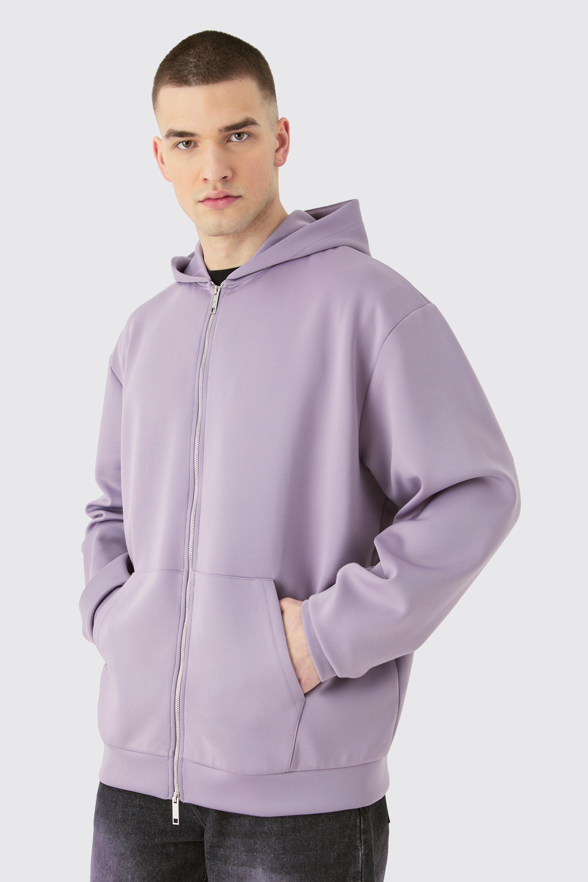 Image of Tall Oversized Zip Through Scuba Hoodie, Purple