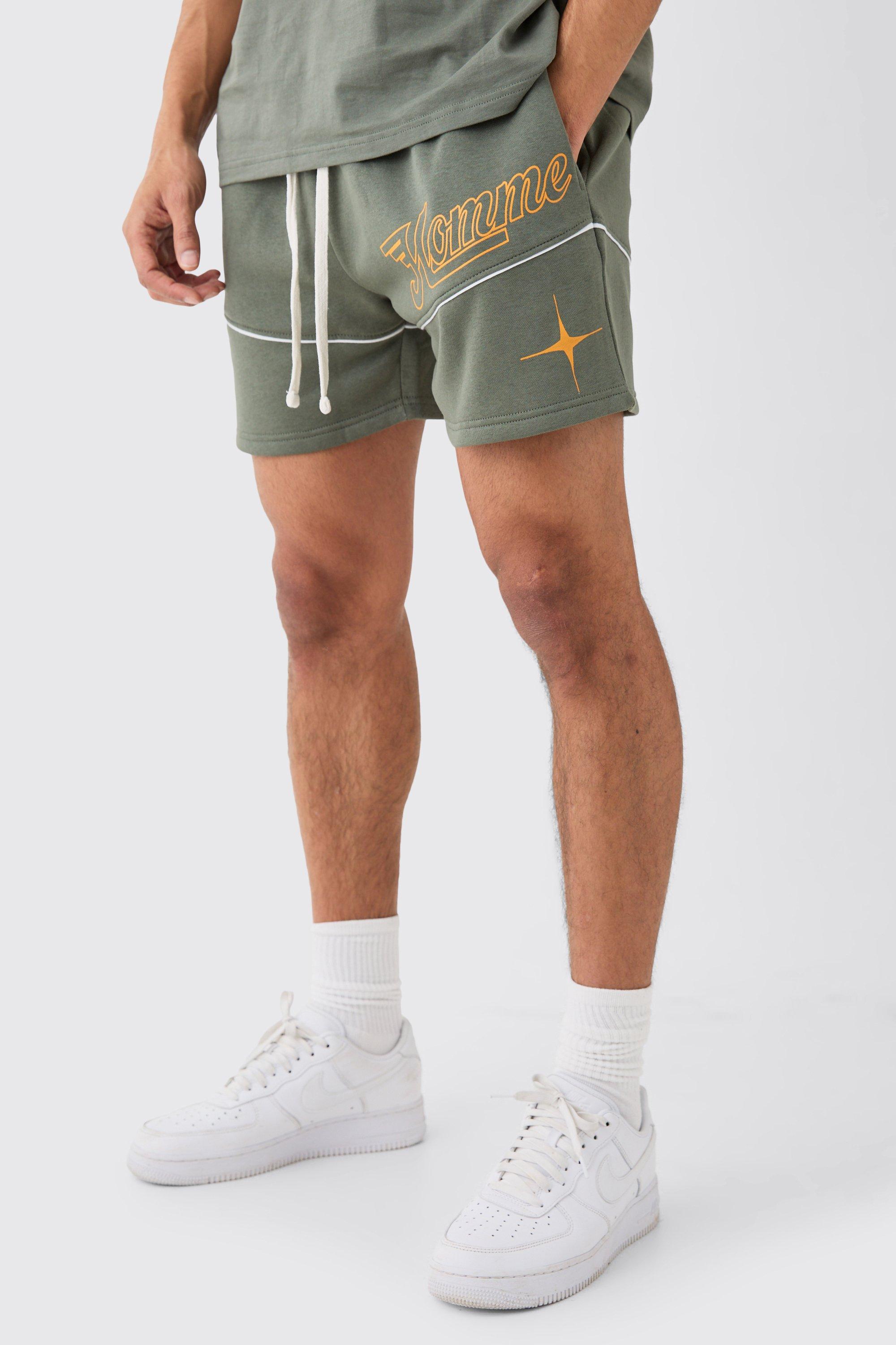 Mens Green Relaxed Short Length Homme Volley Shorts, Green