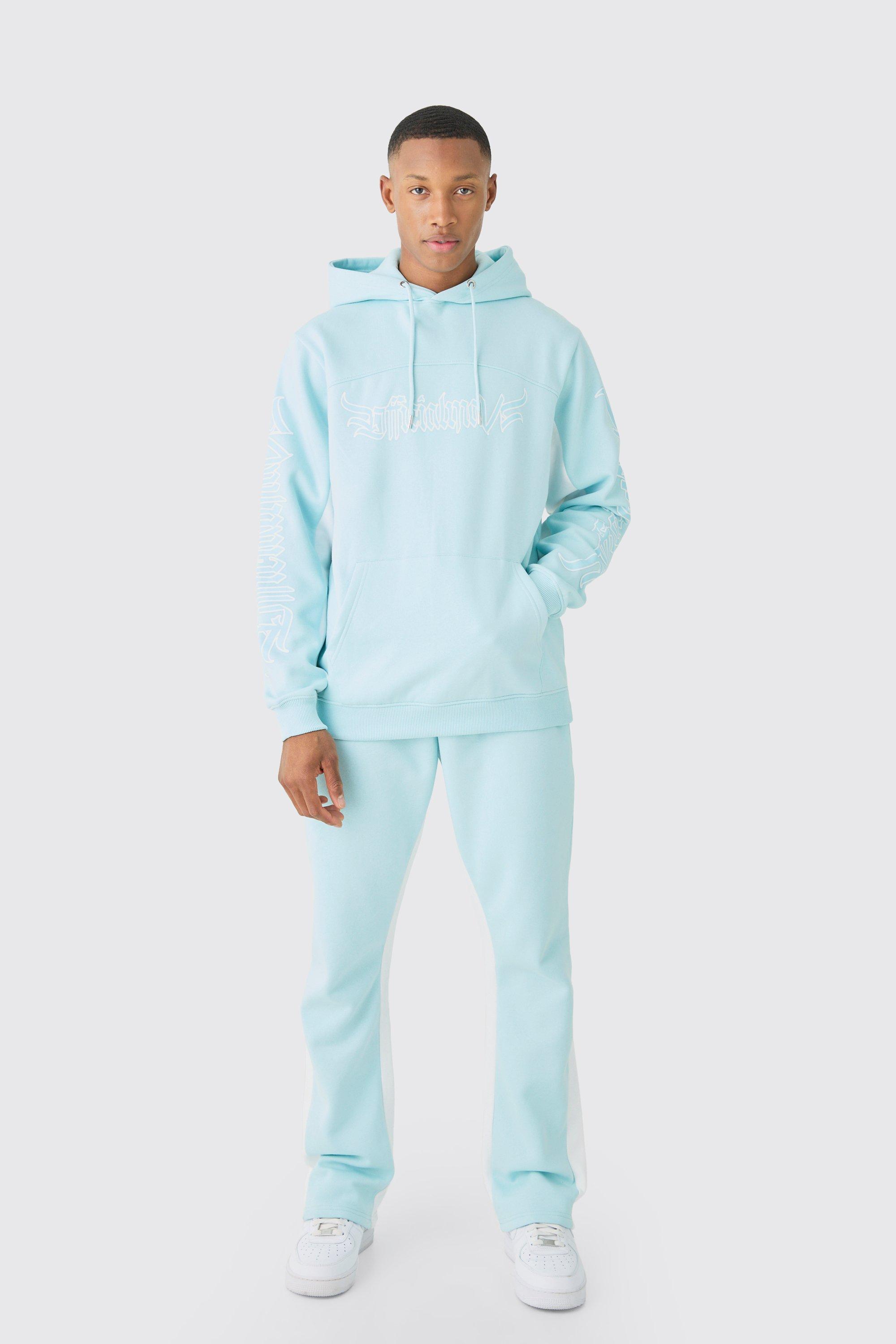 Mens Blue Regular Fit Official Panelled Tracksuit, Blue