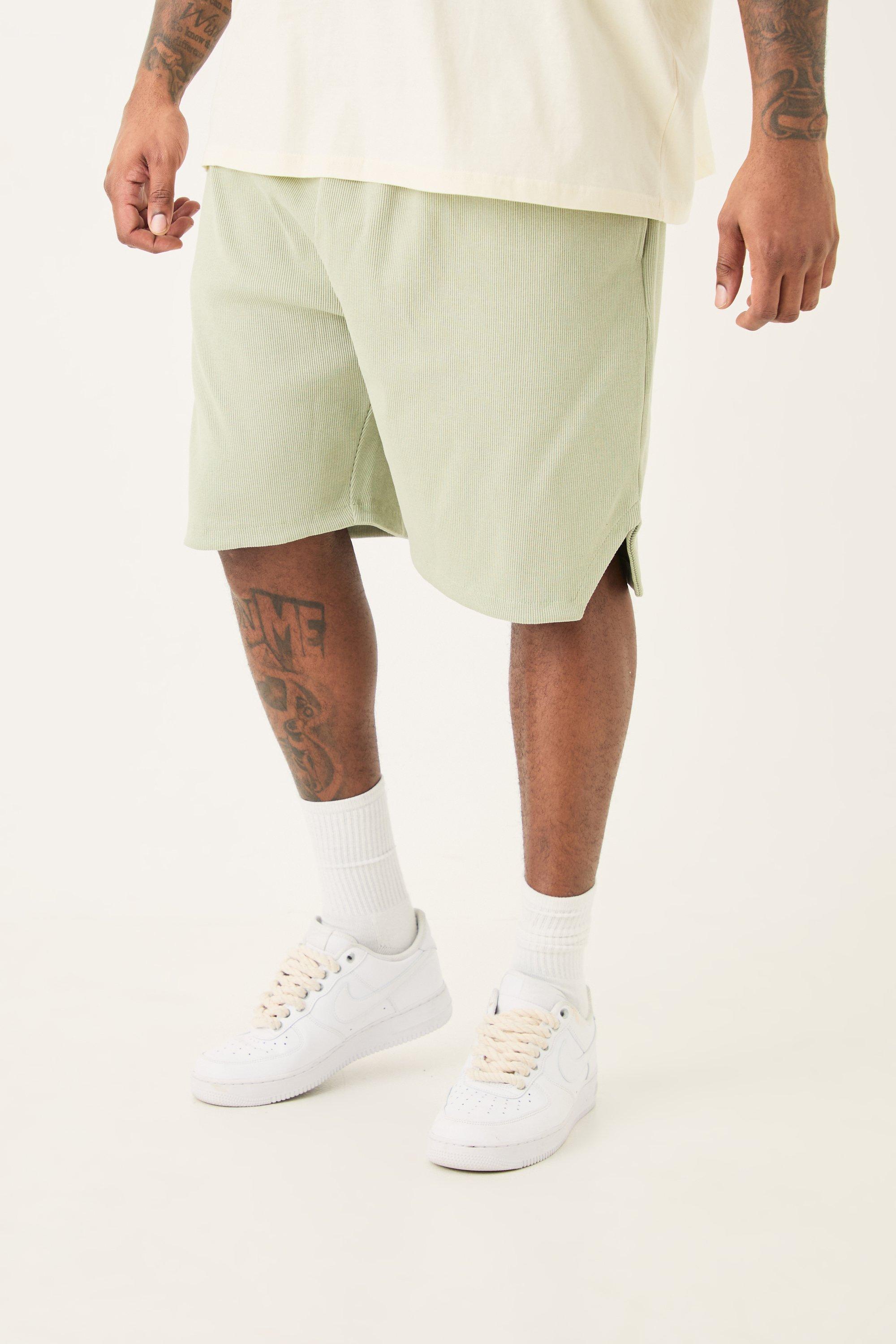 Image of Plus Volly Short Length Heavy Weight Ribbed Short, Verde