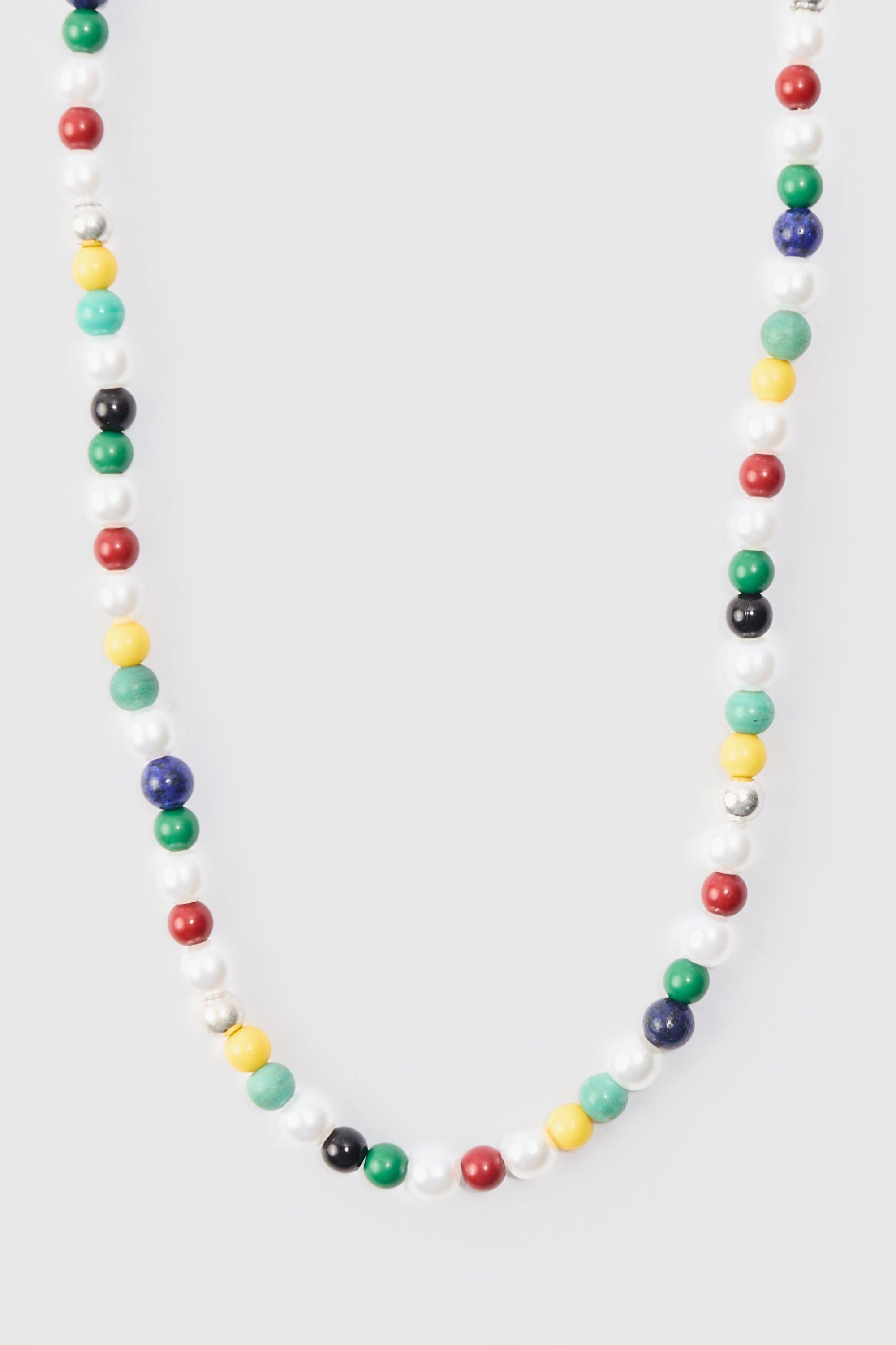 Mens Multi Beaded Necklace, Multi