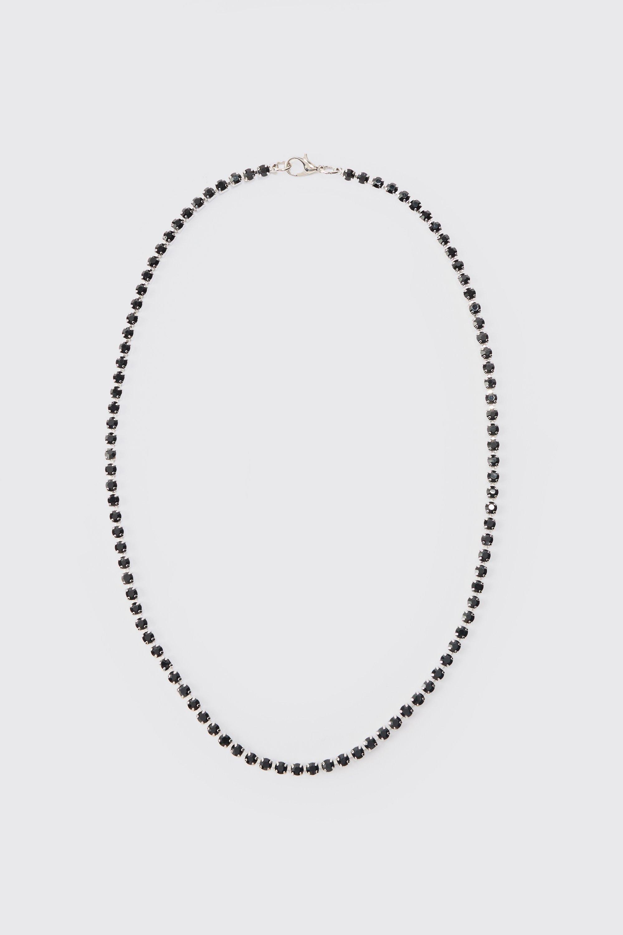 Mens Iced Chain Necklace In Black, Black