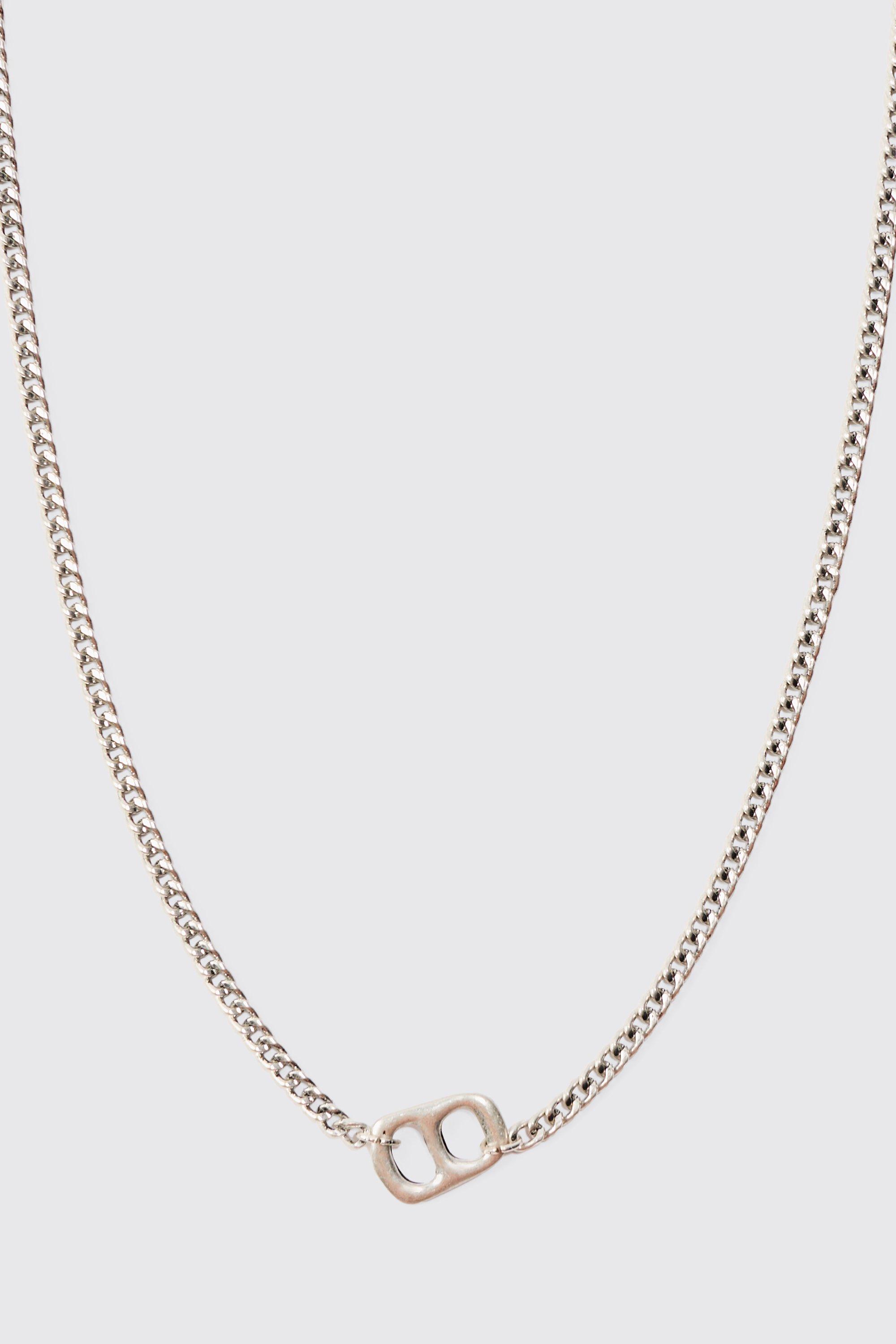 Image of Chain Detail Pendant Necklace In Silver, Grigio