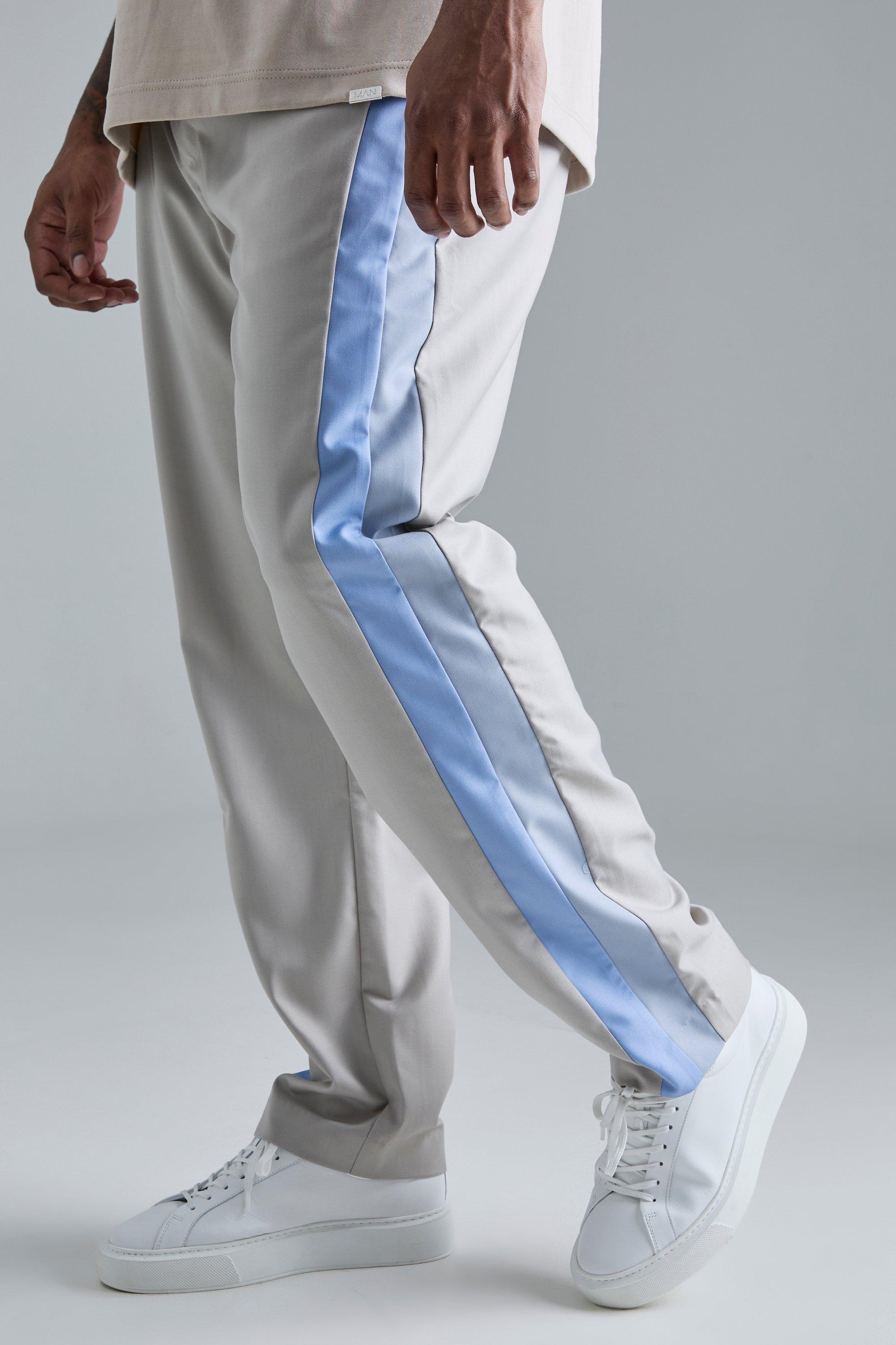 Image of Plus Skinny Fit Colour Block Panel Suit Trouser, Grigio
