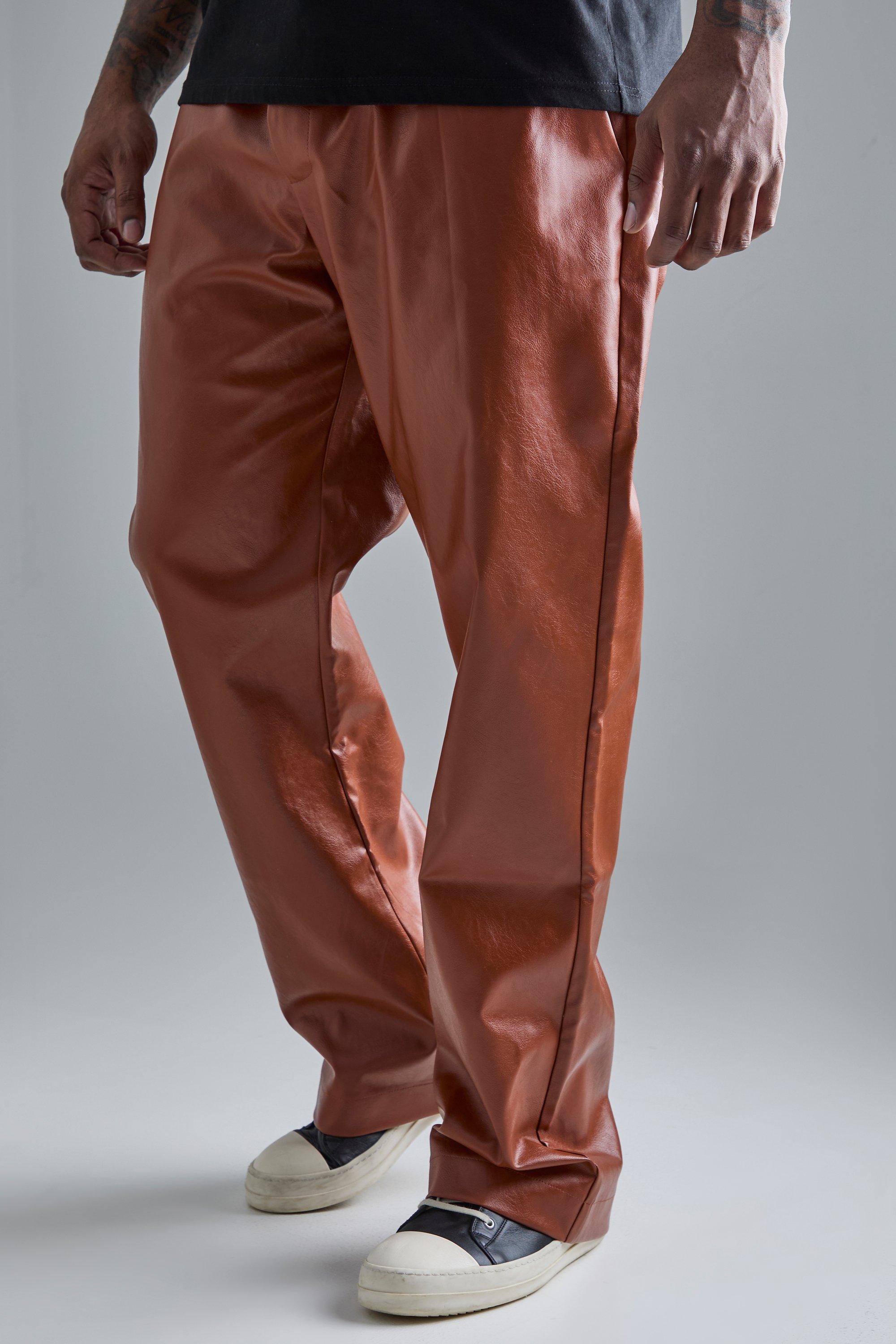 Image of Plus Slim Flare Pu Tailored Trouser, Brown