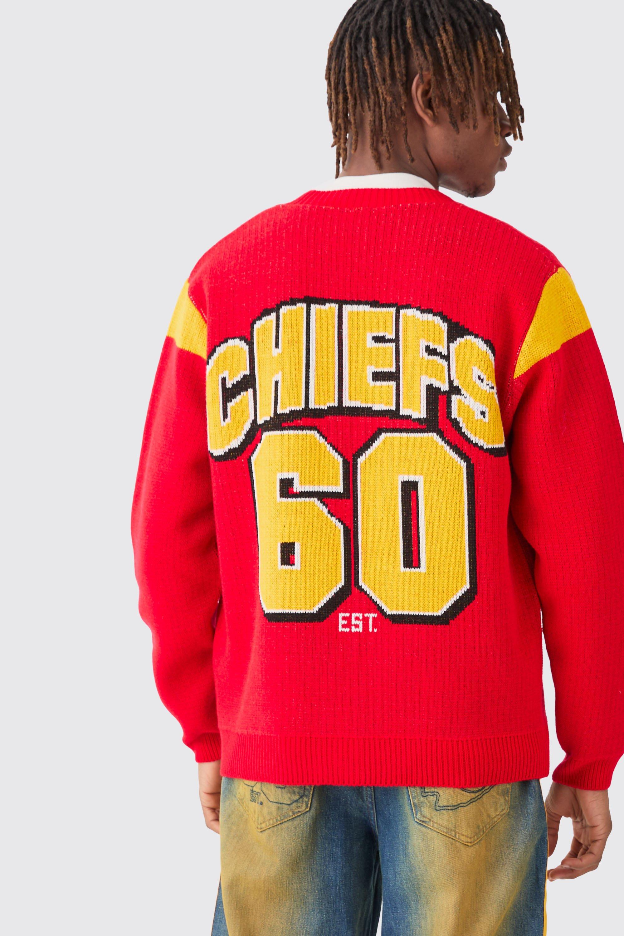 nfl chiefs oversized licensed cardigan homme - rouge - m, rouge