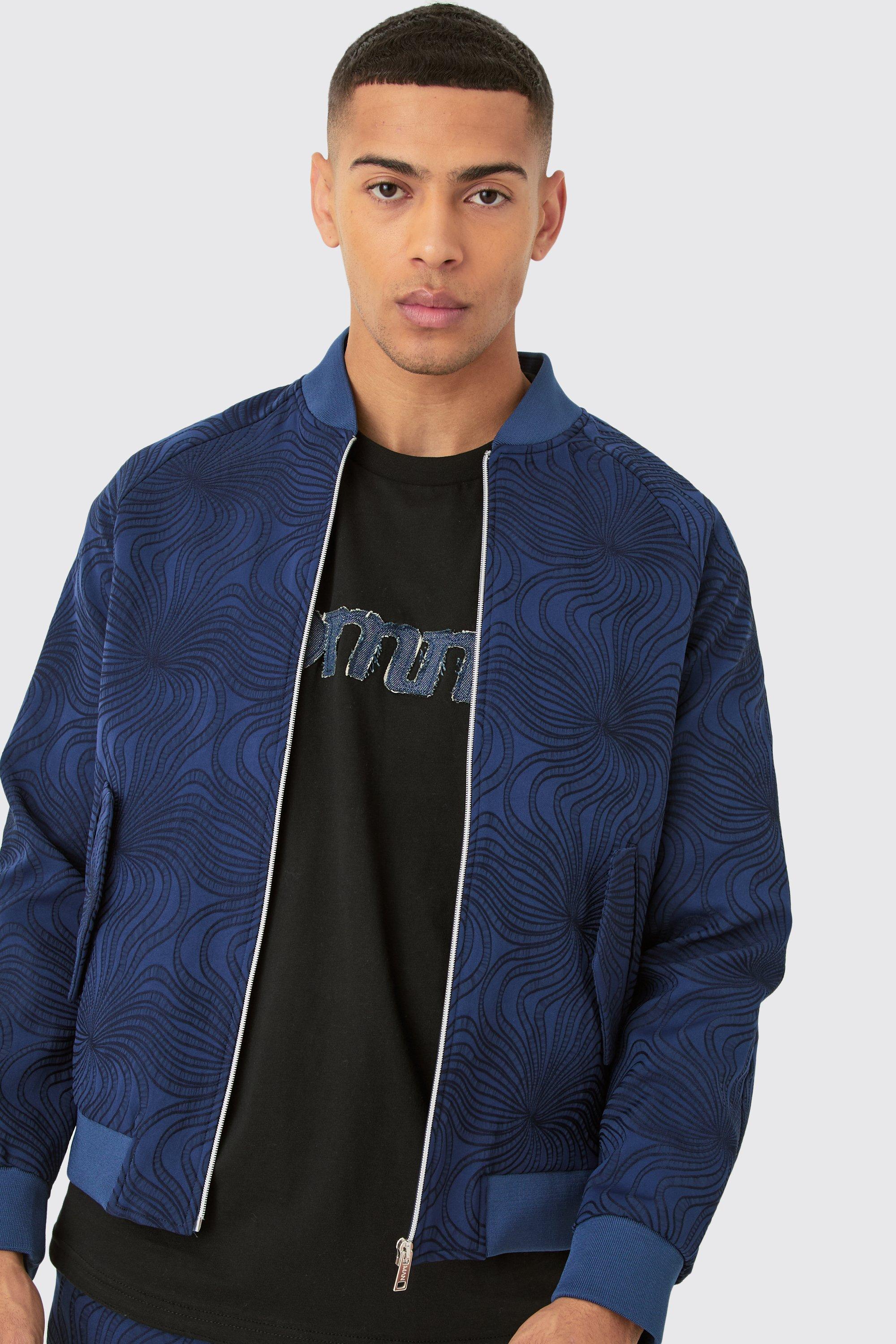 Image of Giacca Bomber sartoriale Regular Fit con trama, Navy