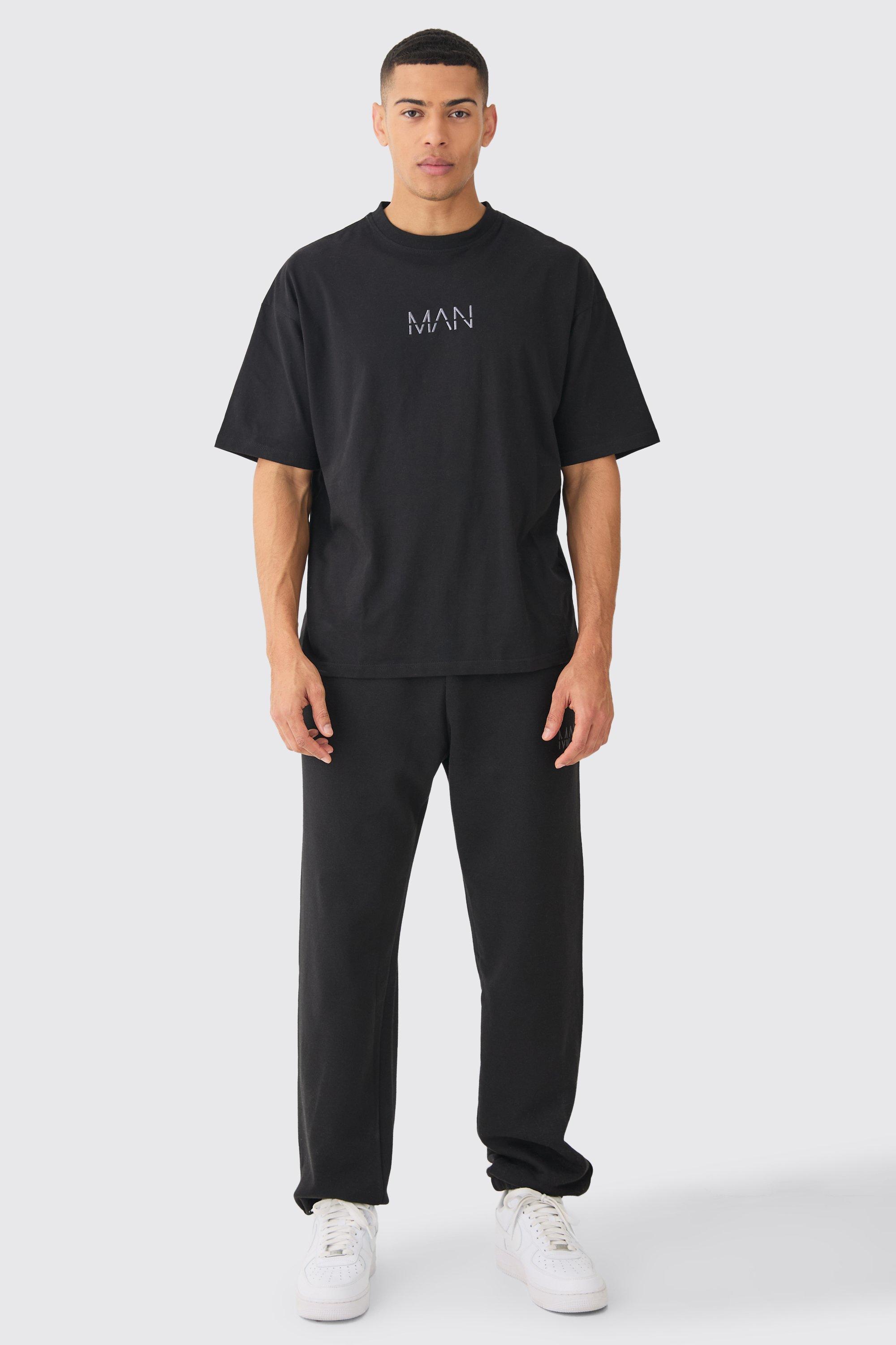 Image of Set T-shirt oversize Man & pantaloni tuta, Nero