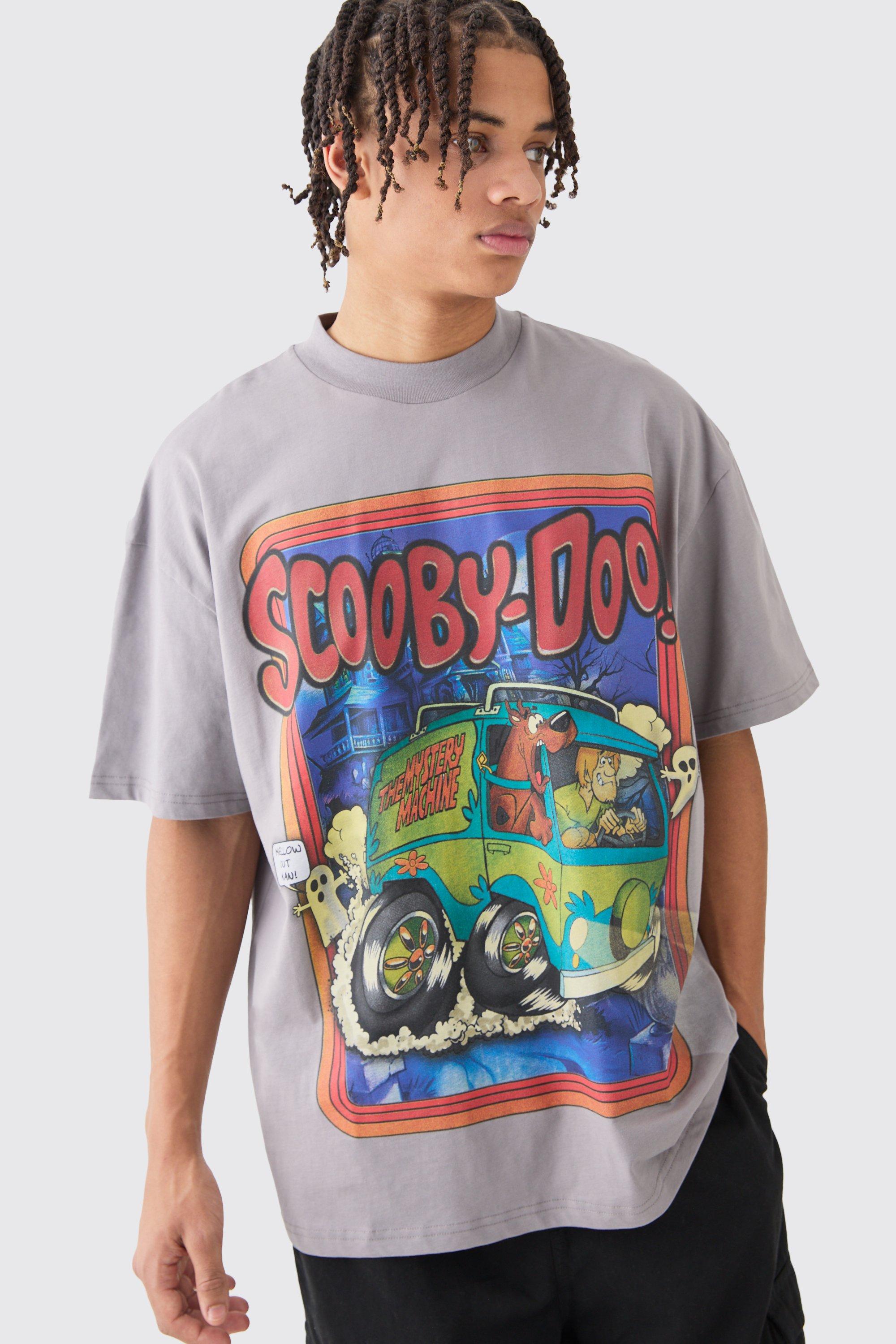 Mens Grey Oversized Scooby Doo Large Scale License T-shirt, Grey