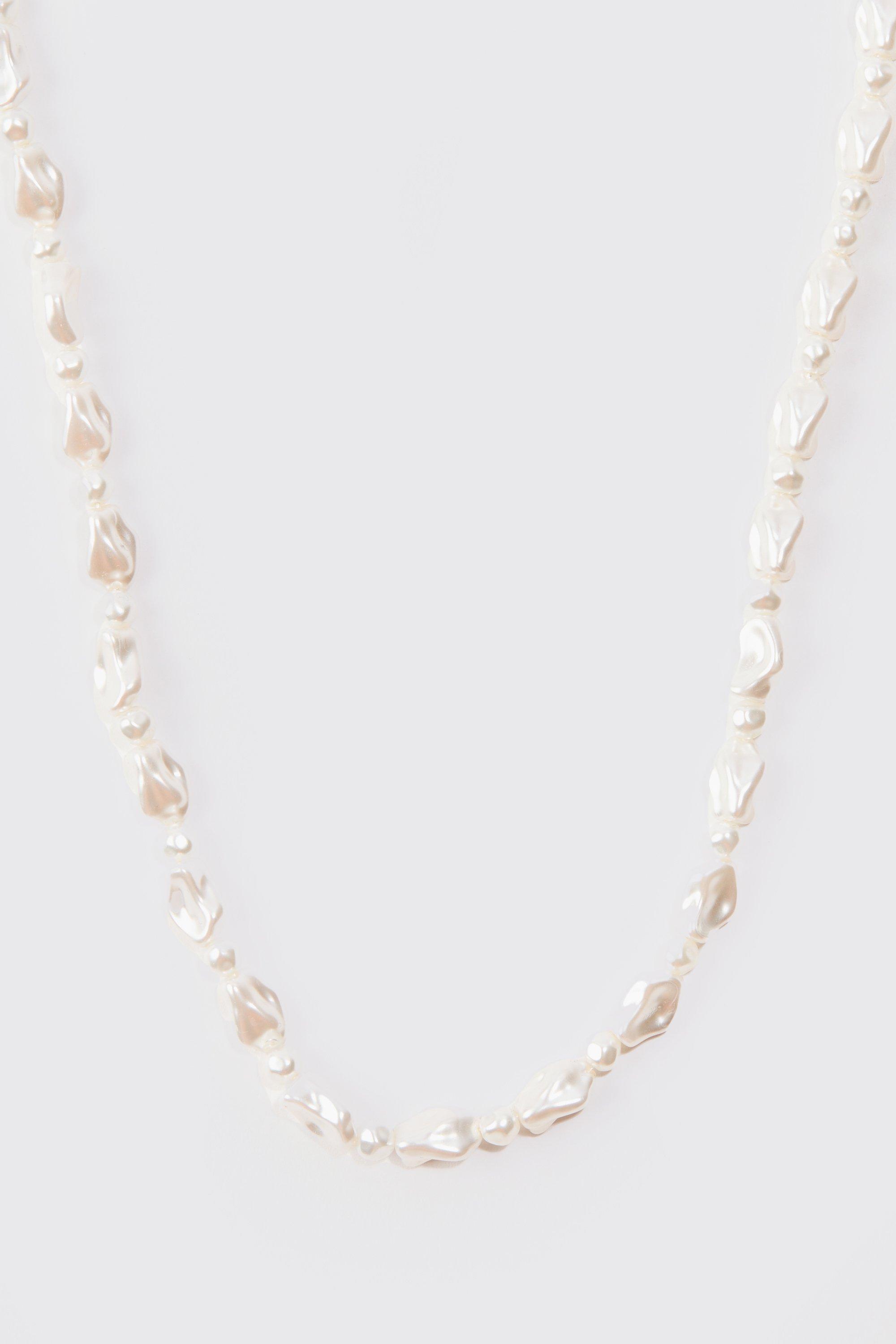 Image of Collana di perline bianca lucida, Bianco