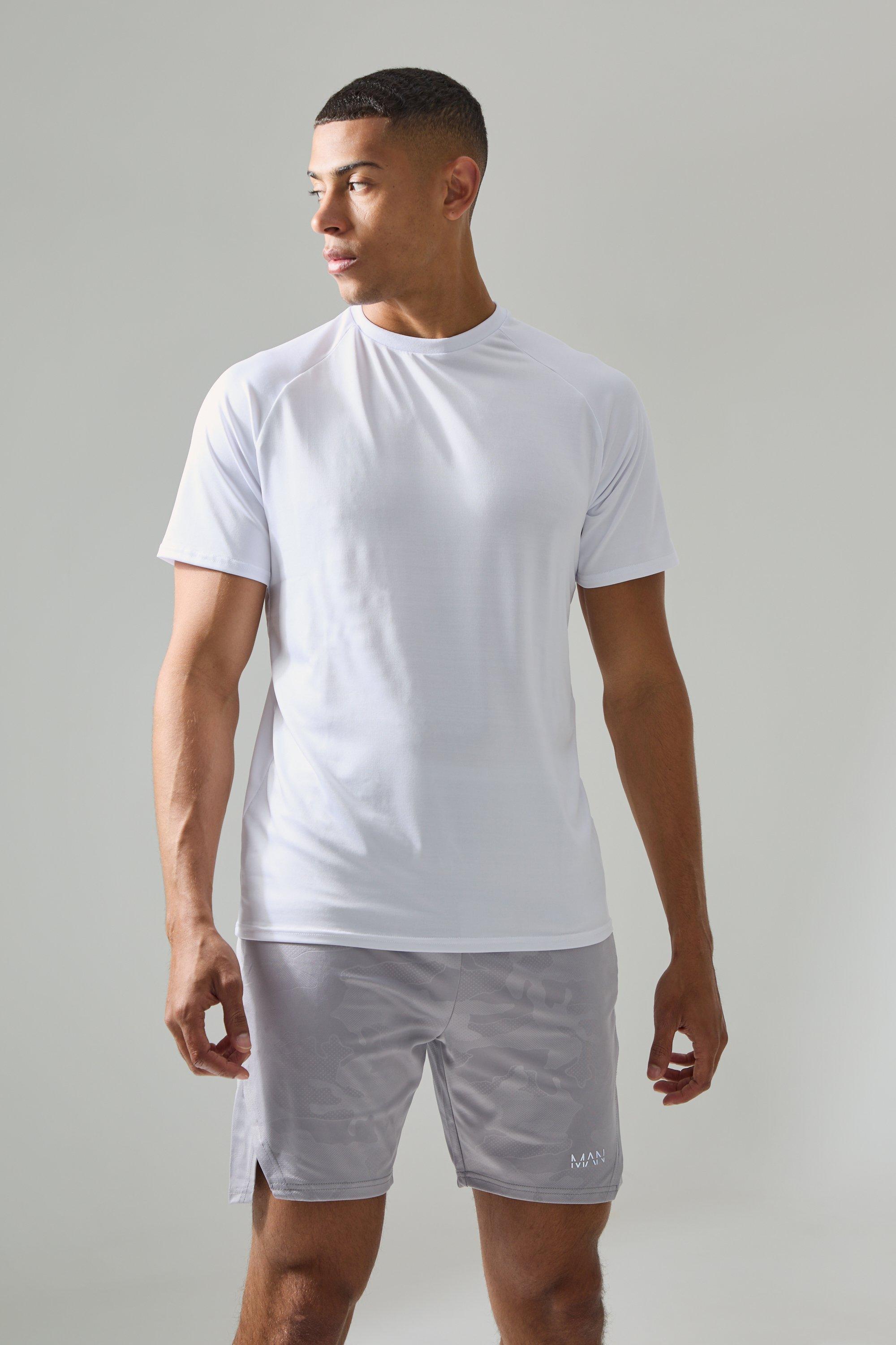 Image of Man Active Essentials Gym Raglan T-shirt, Bianco