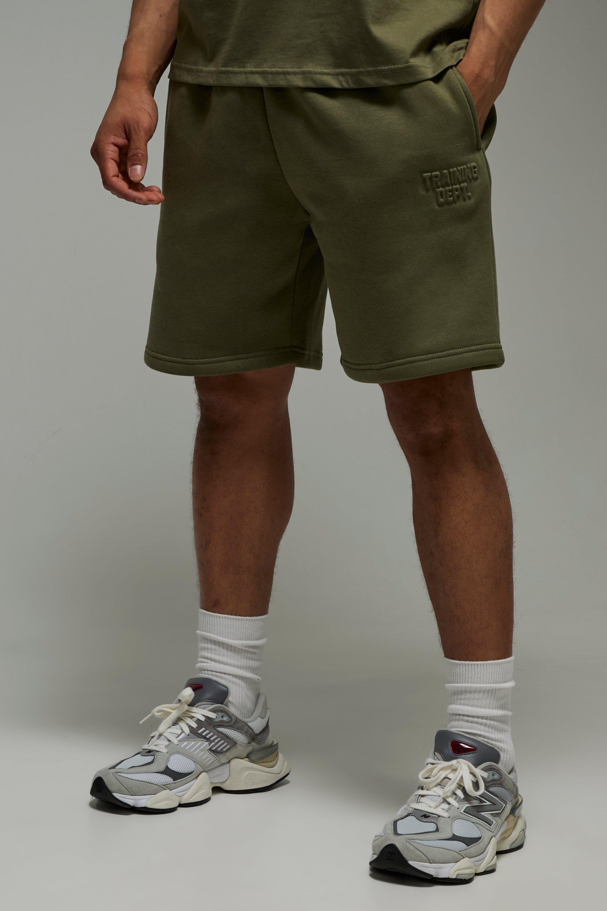 Mens Green Man Active Training Dept Oversized 7inch Embossed Short, Green