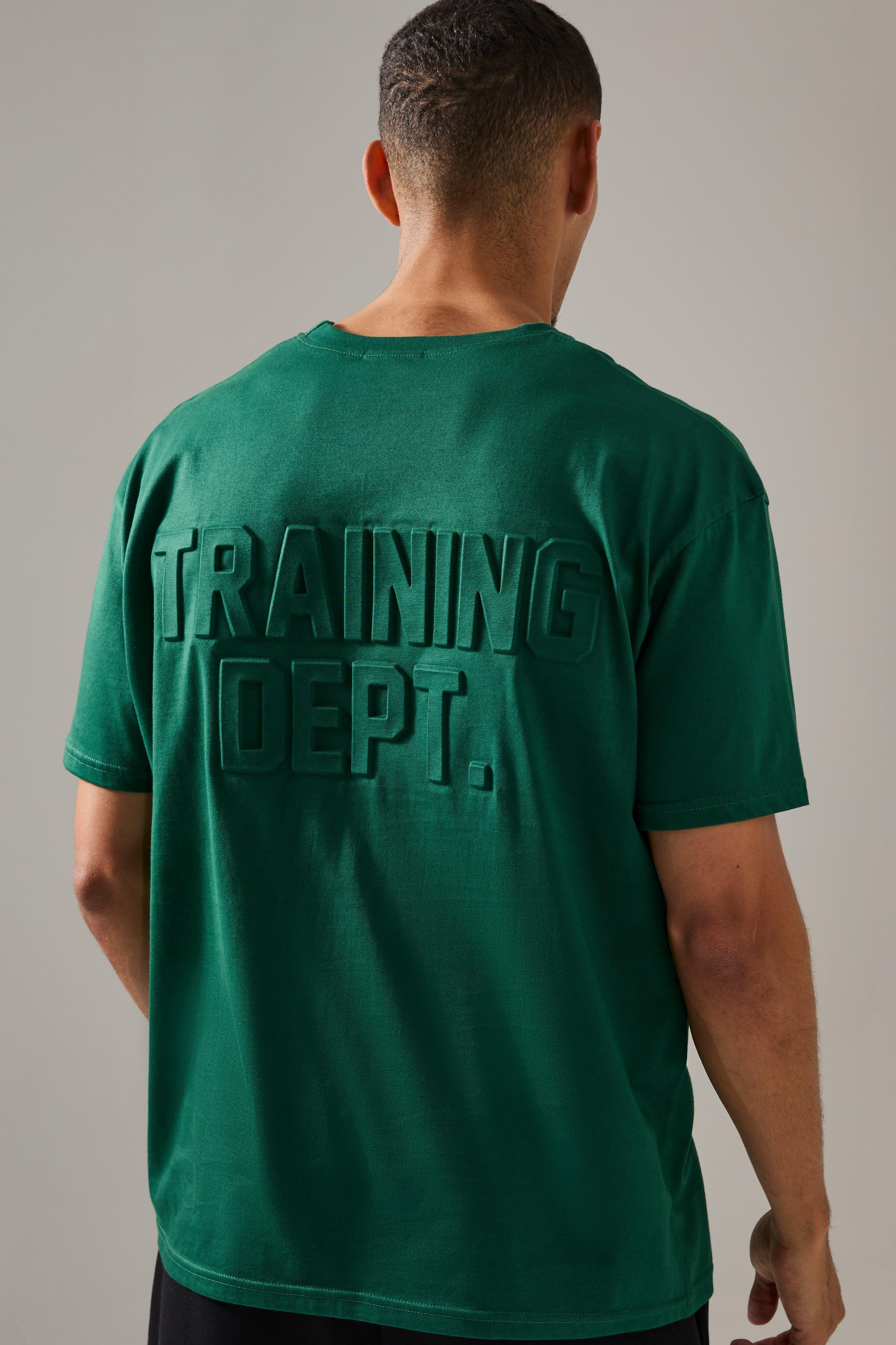 T-shirt oversize Man Acitve Training Dept con incisioni, Verde