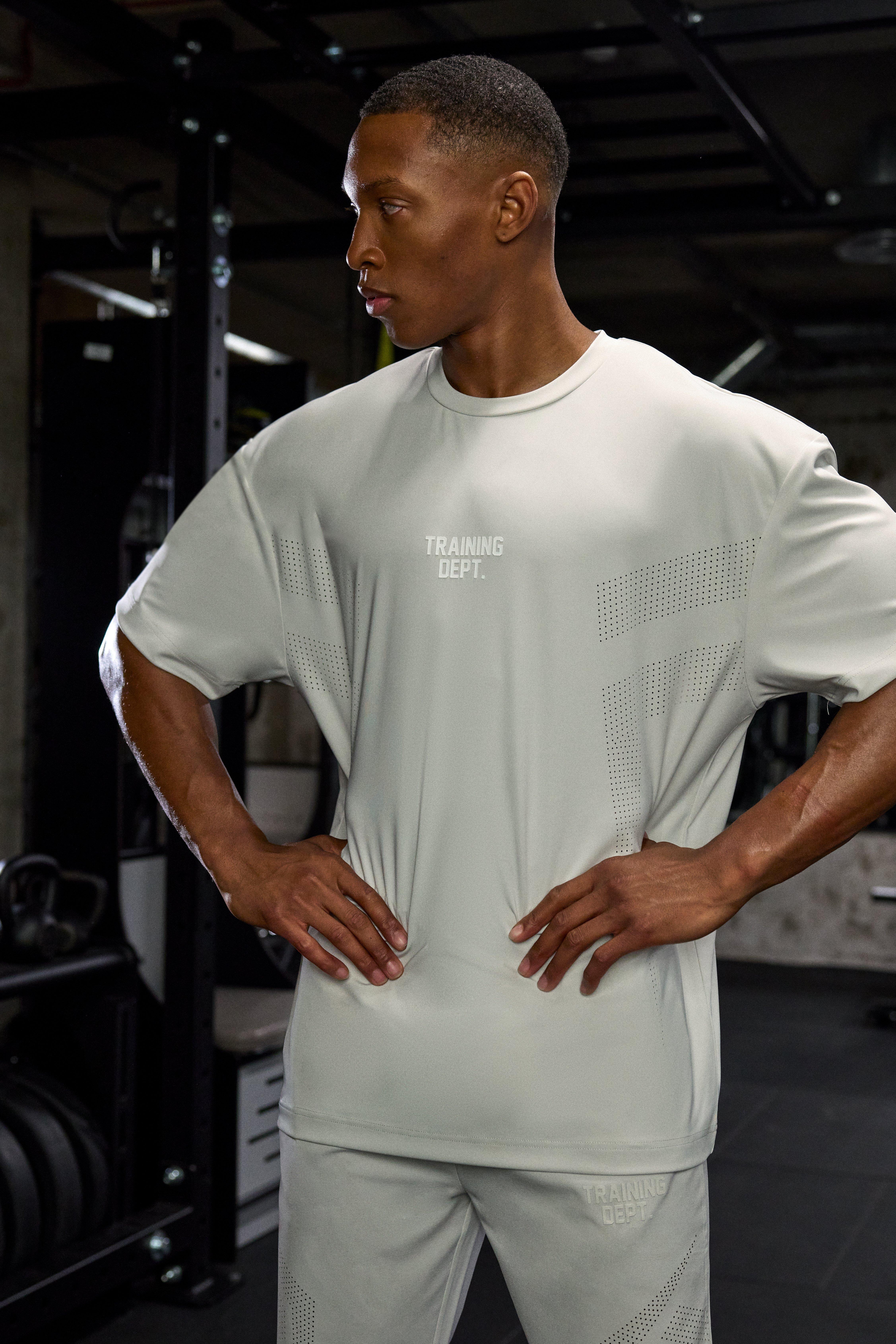 Image of Active Training Dept Oversized Perforated T-shirt, Beige