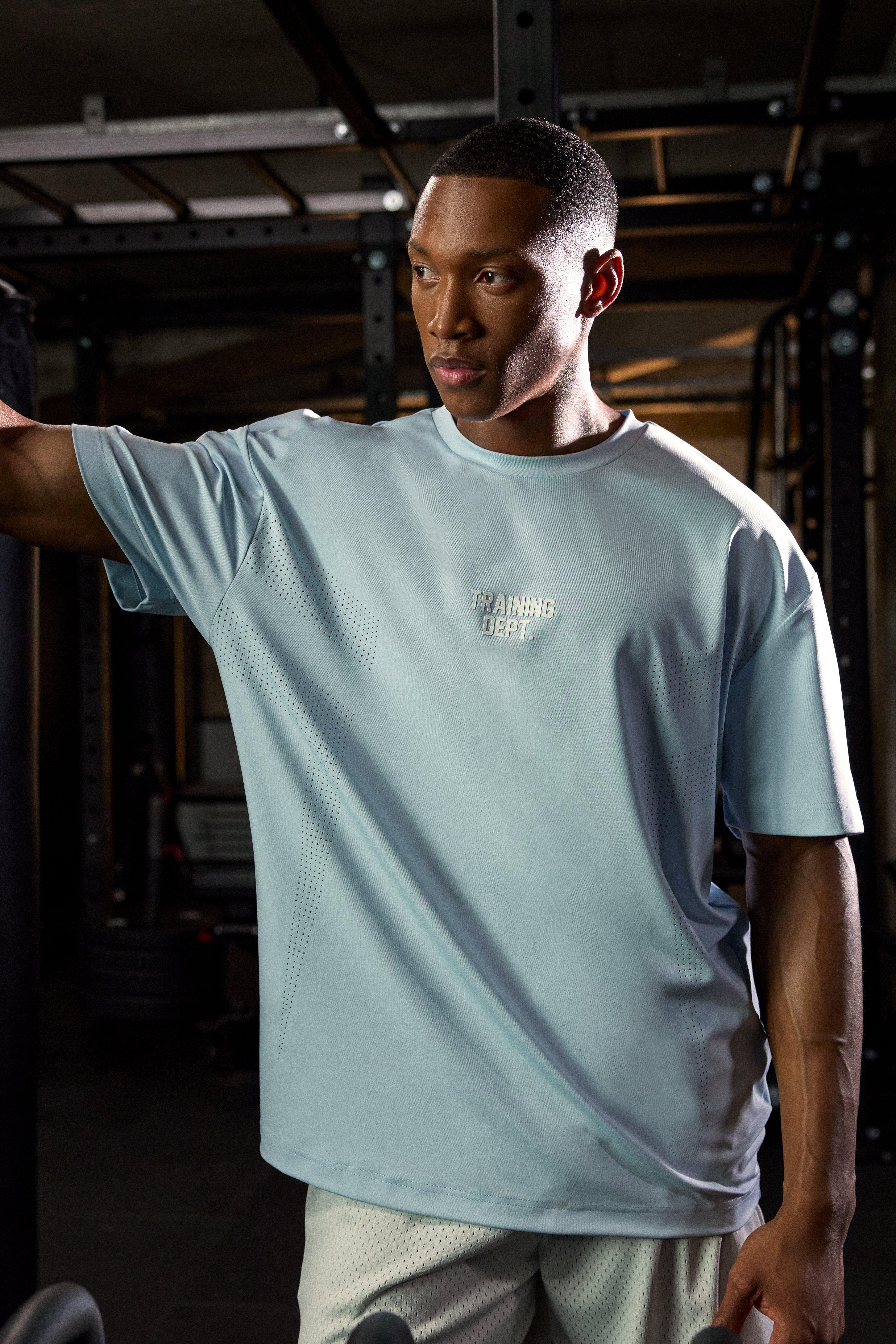 Image of Active Training Dept Oversized Perforated T-shirt, Azzurro