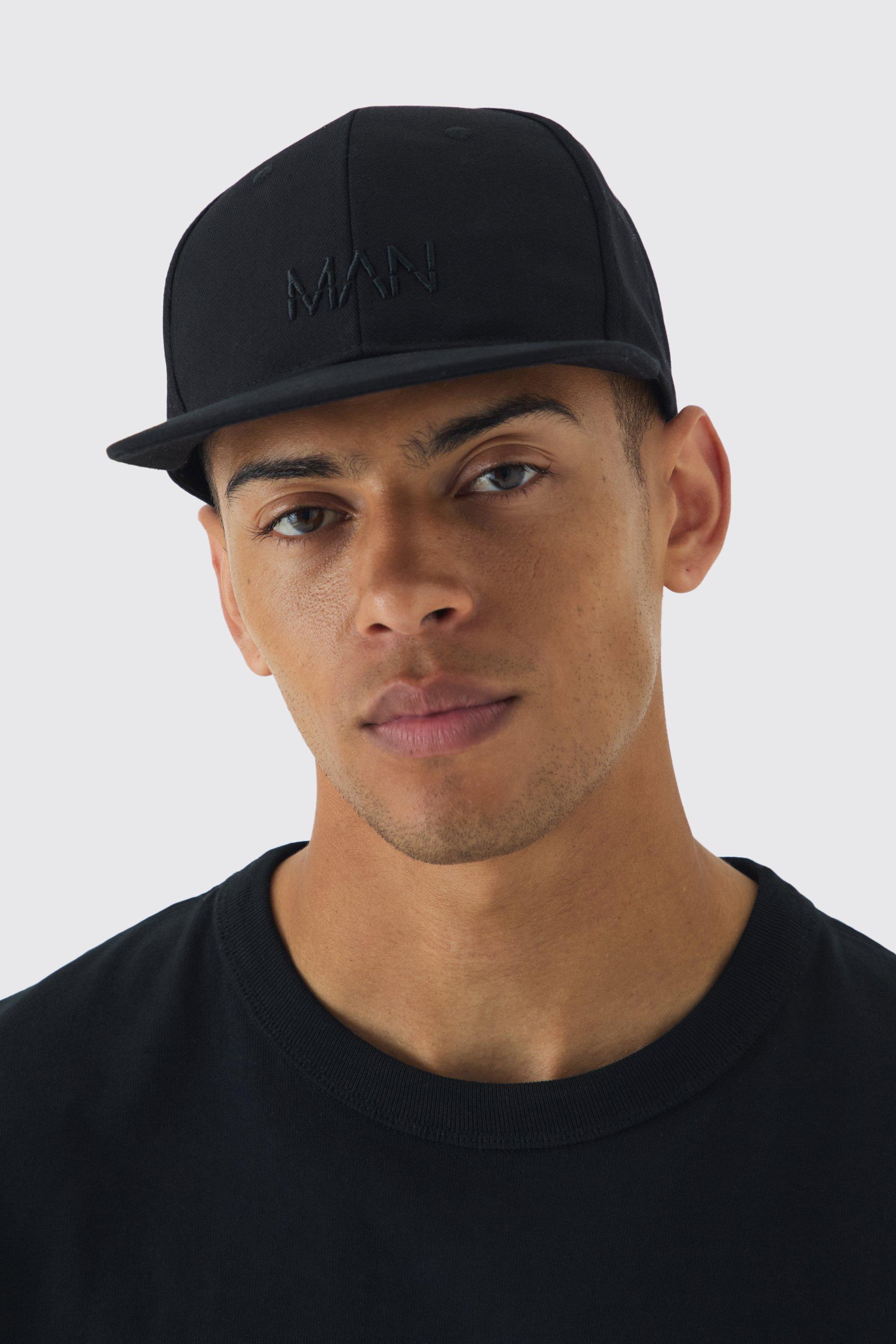 Mens Man Dash Basic Snapback Cap In Black, Black