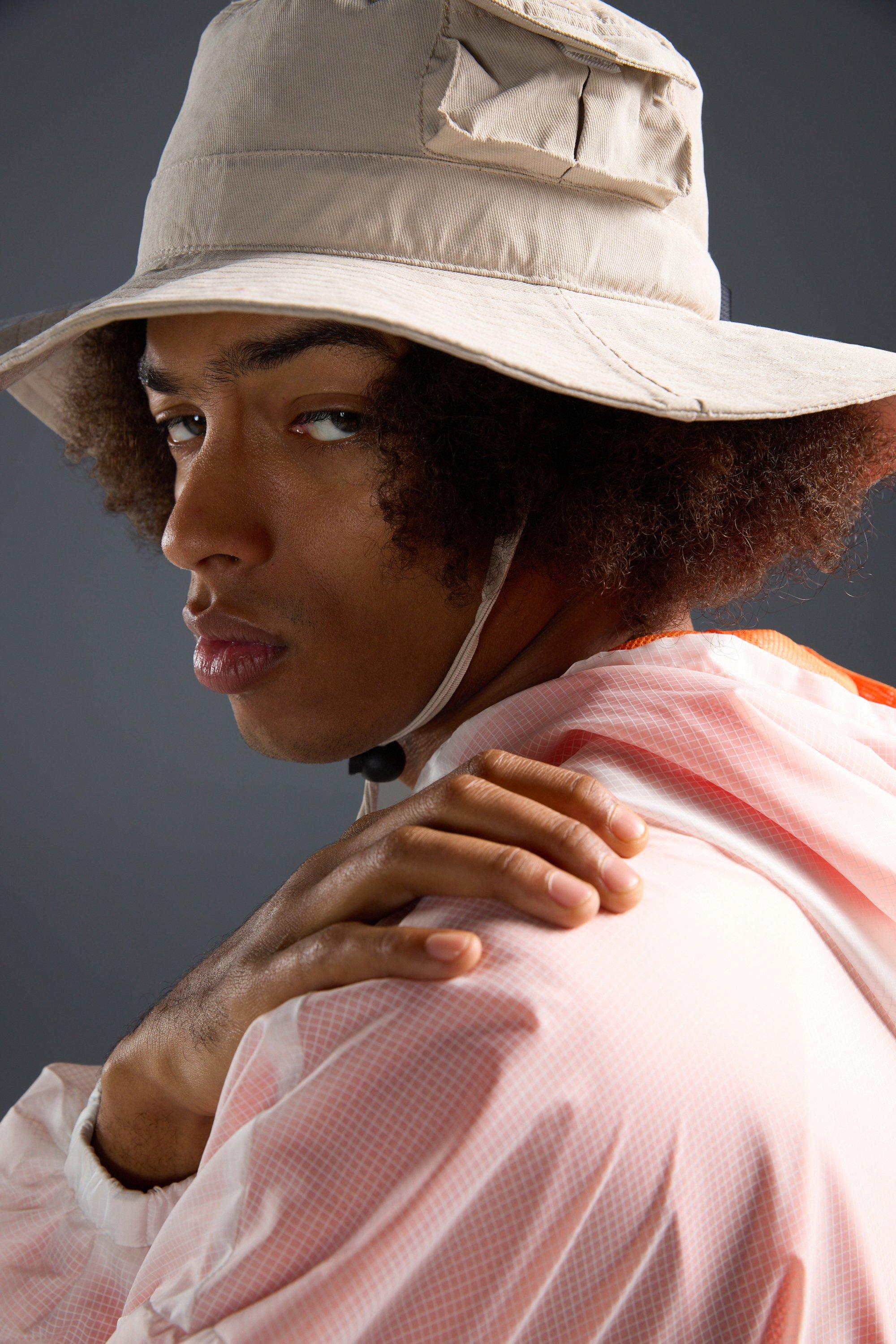 Mens Beige Wide Brim Fisherman Hat In Stone, Beige