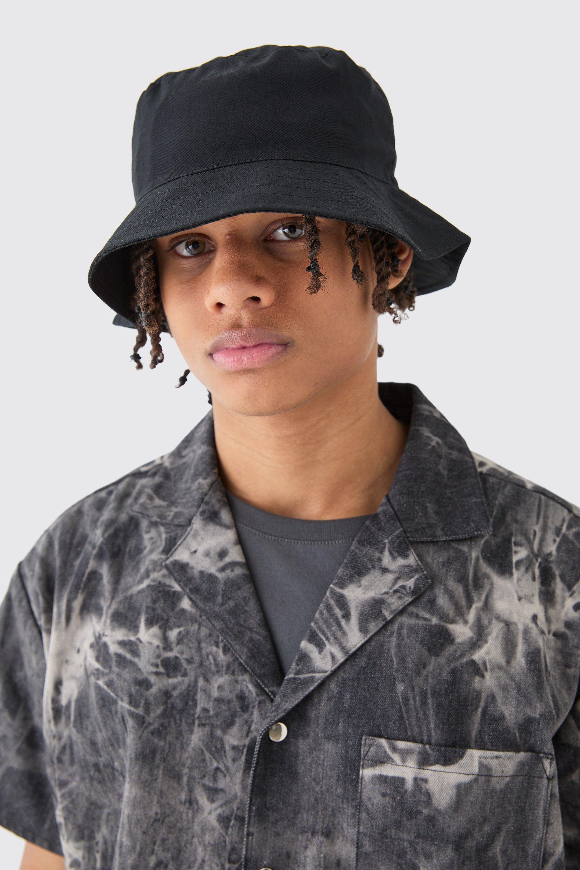 Mens Basic Bucket Hat In Black, Black