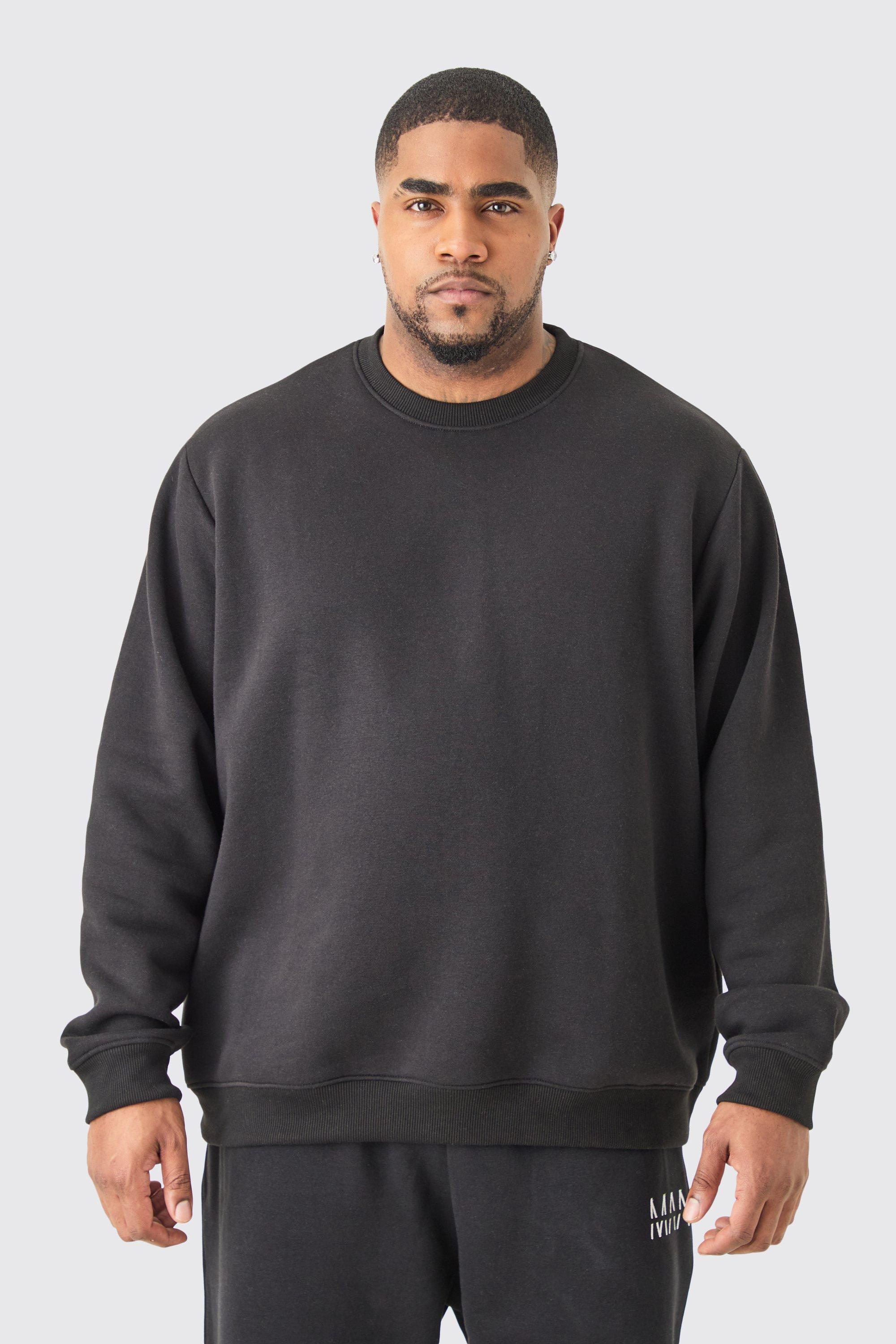 Image of Plus Basic Sweatshirt In Black, Nero