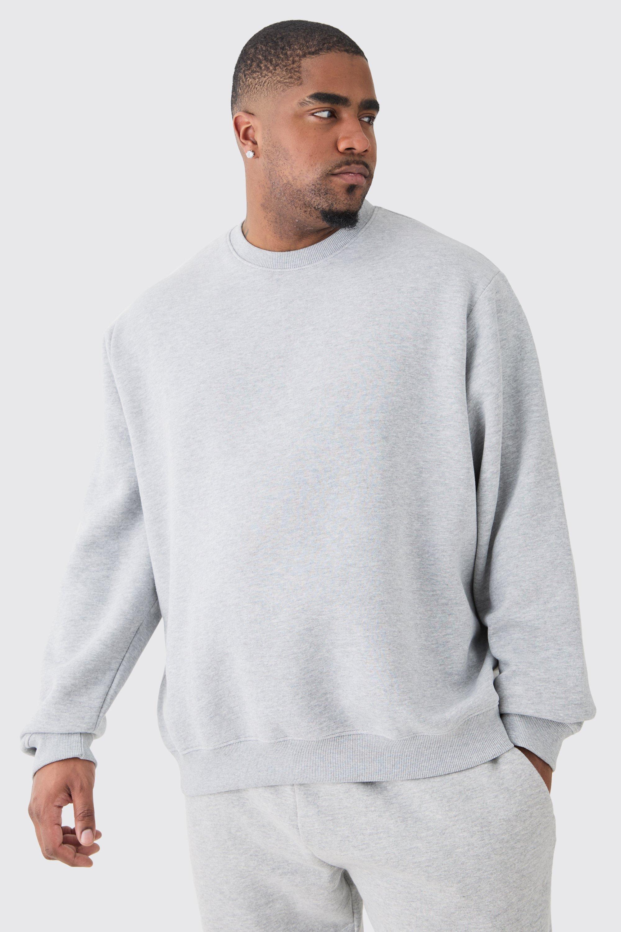 Image of Plus Basic Sweatshirt In Grey Marl, Grigio
