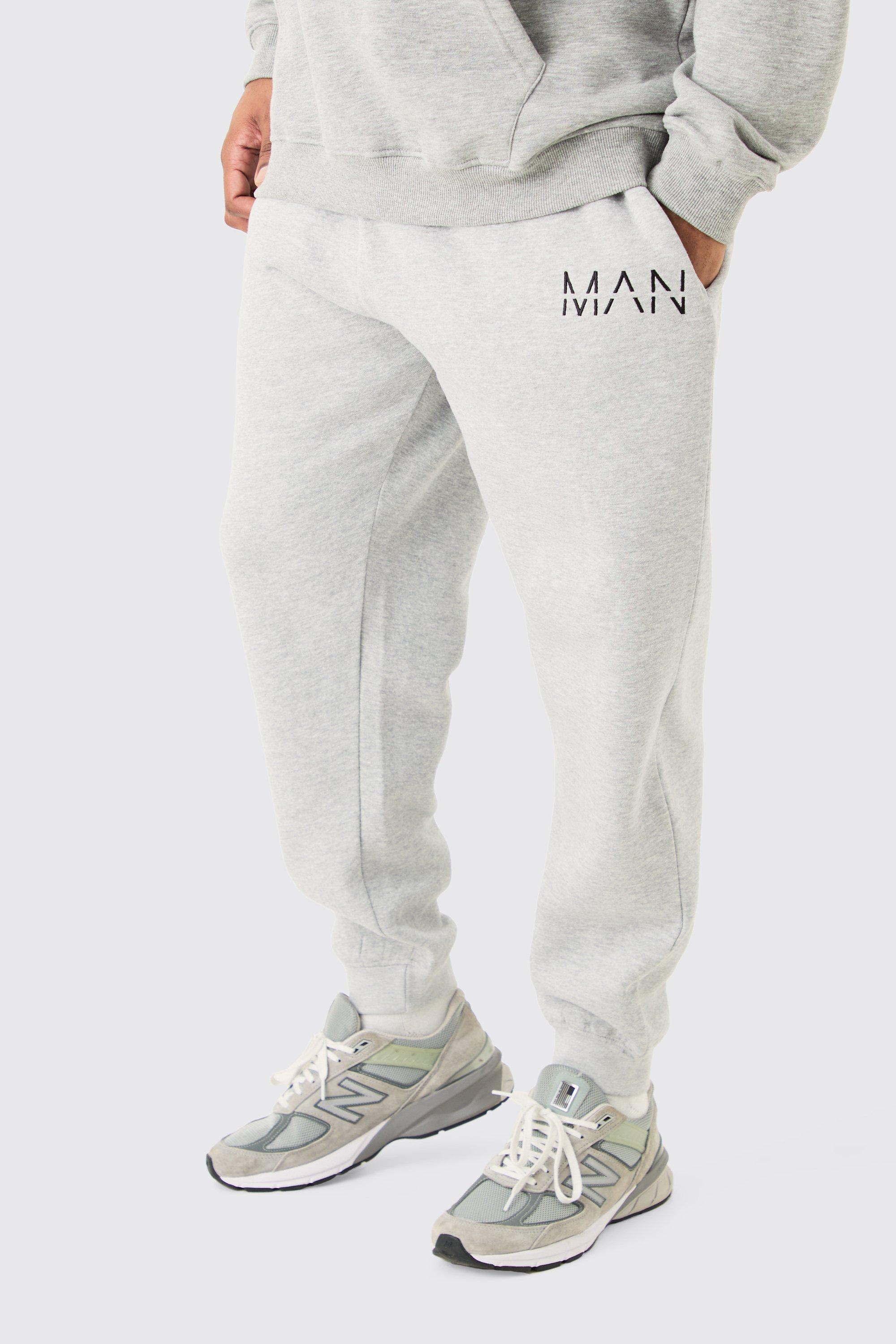 Image of Plus Man Dash Slim Fit Jogger In Grey Marl, Grigio