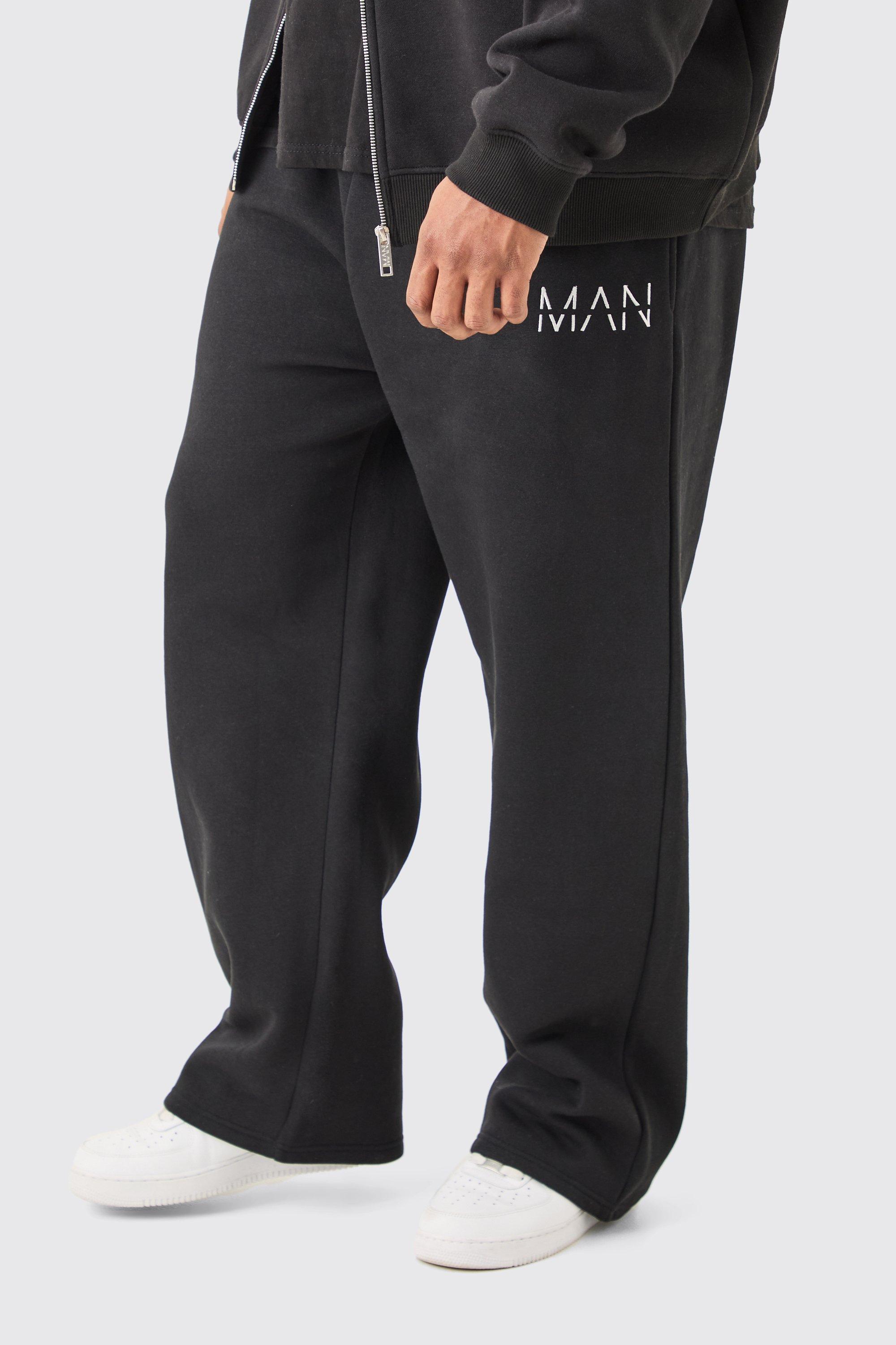 Pantaloni tuta Plus Size Man Dash neri in taglio rilassato, Nero