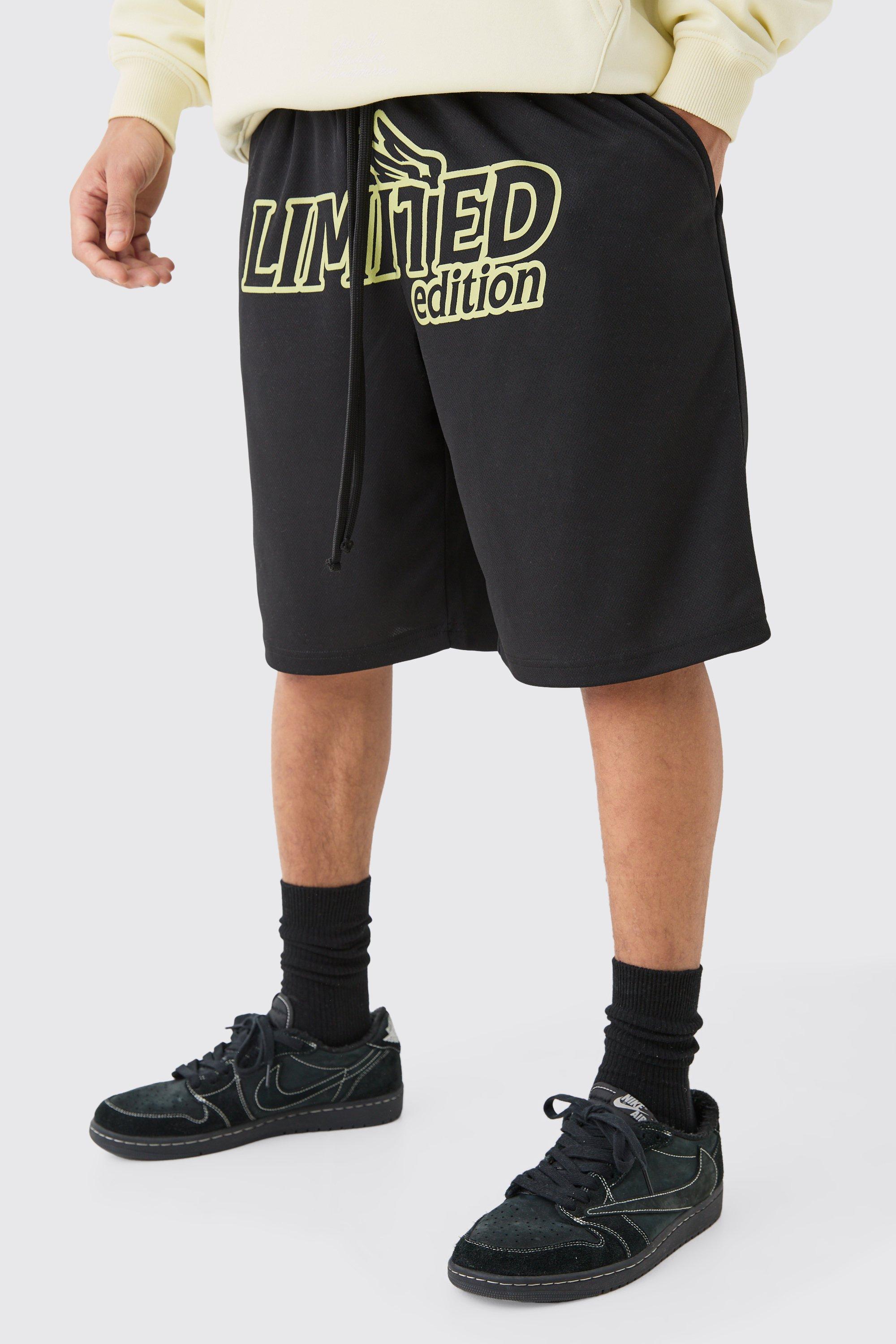 Mens Black Long Length Limited Basketball Short, Black