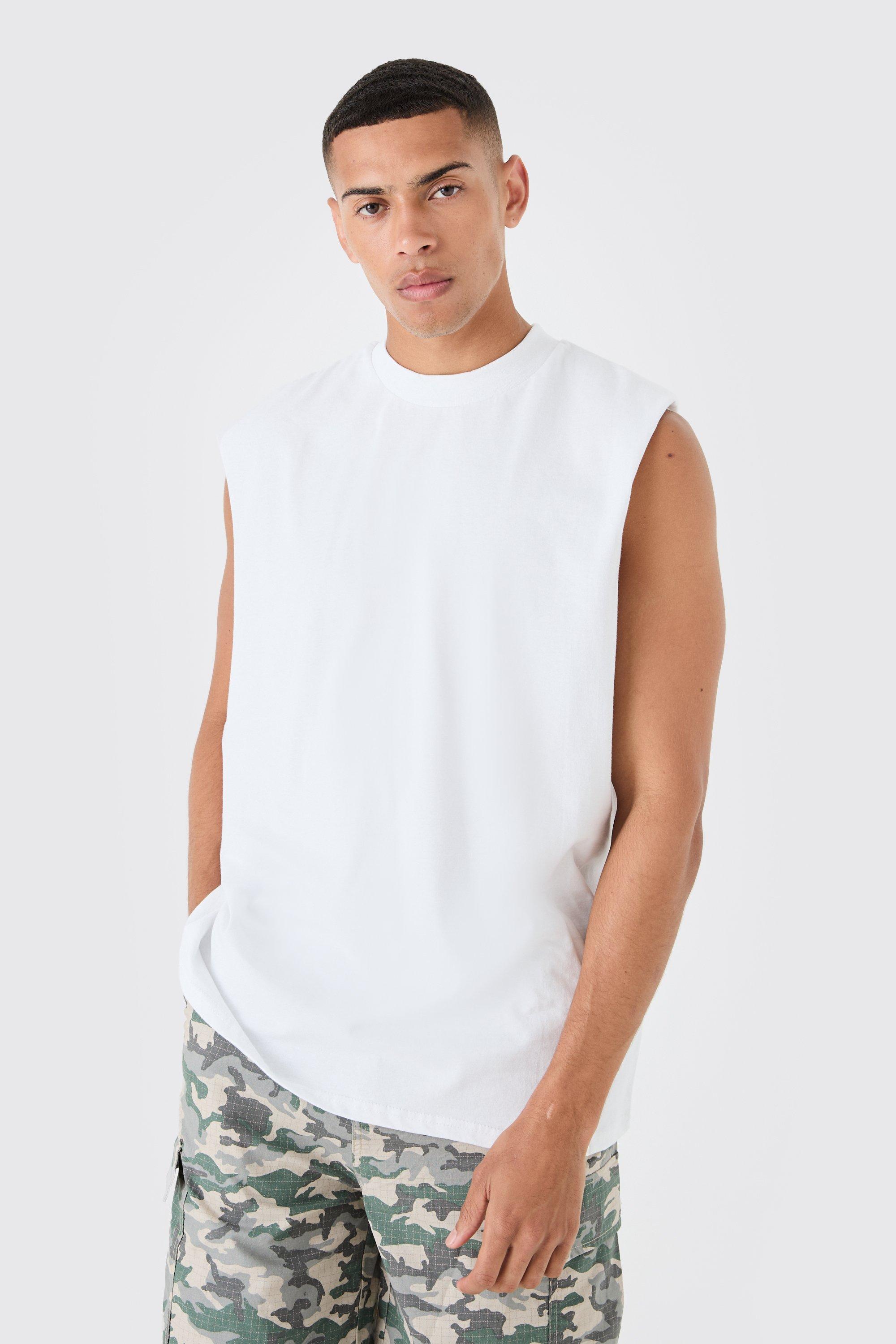 Image of Drop Armhole Extended Neck Heavy Tank, Bianco