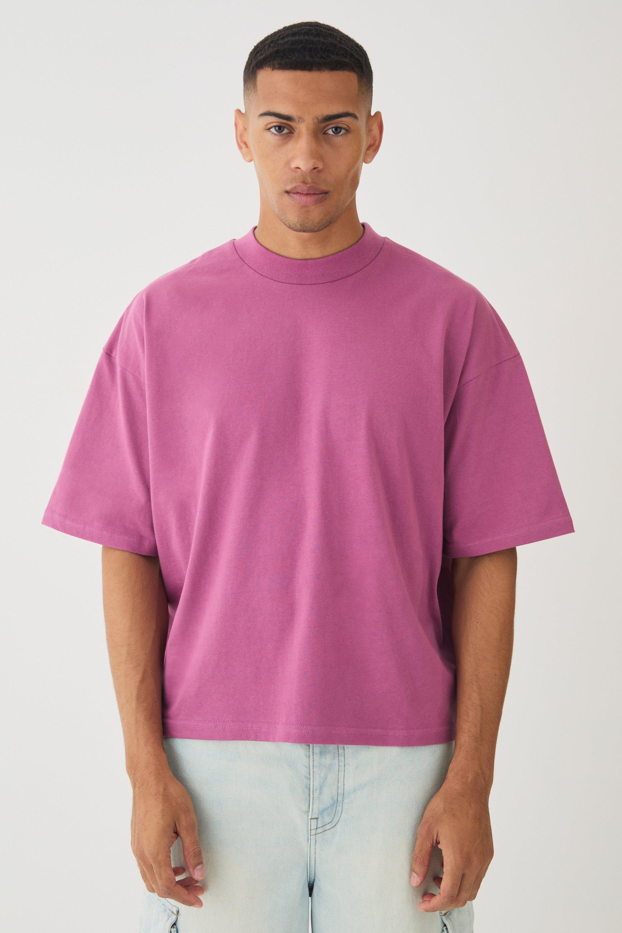 T-shirt squadrata oversize pesante, Pink